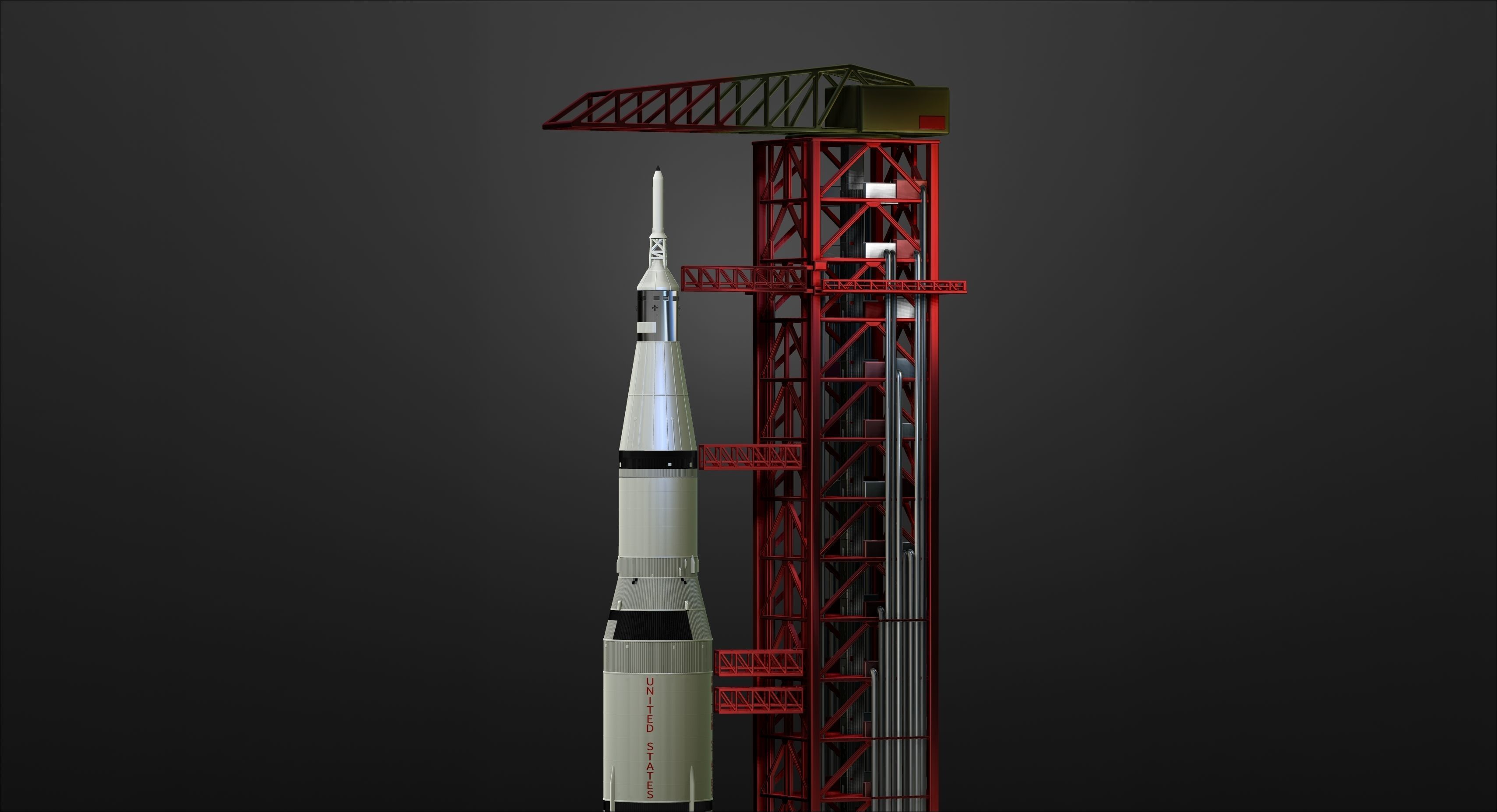 Nasa Saturn V Rocket and Launch Pad 3D model for 3D Printer 3D print model_6