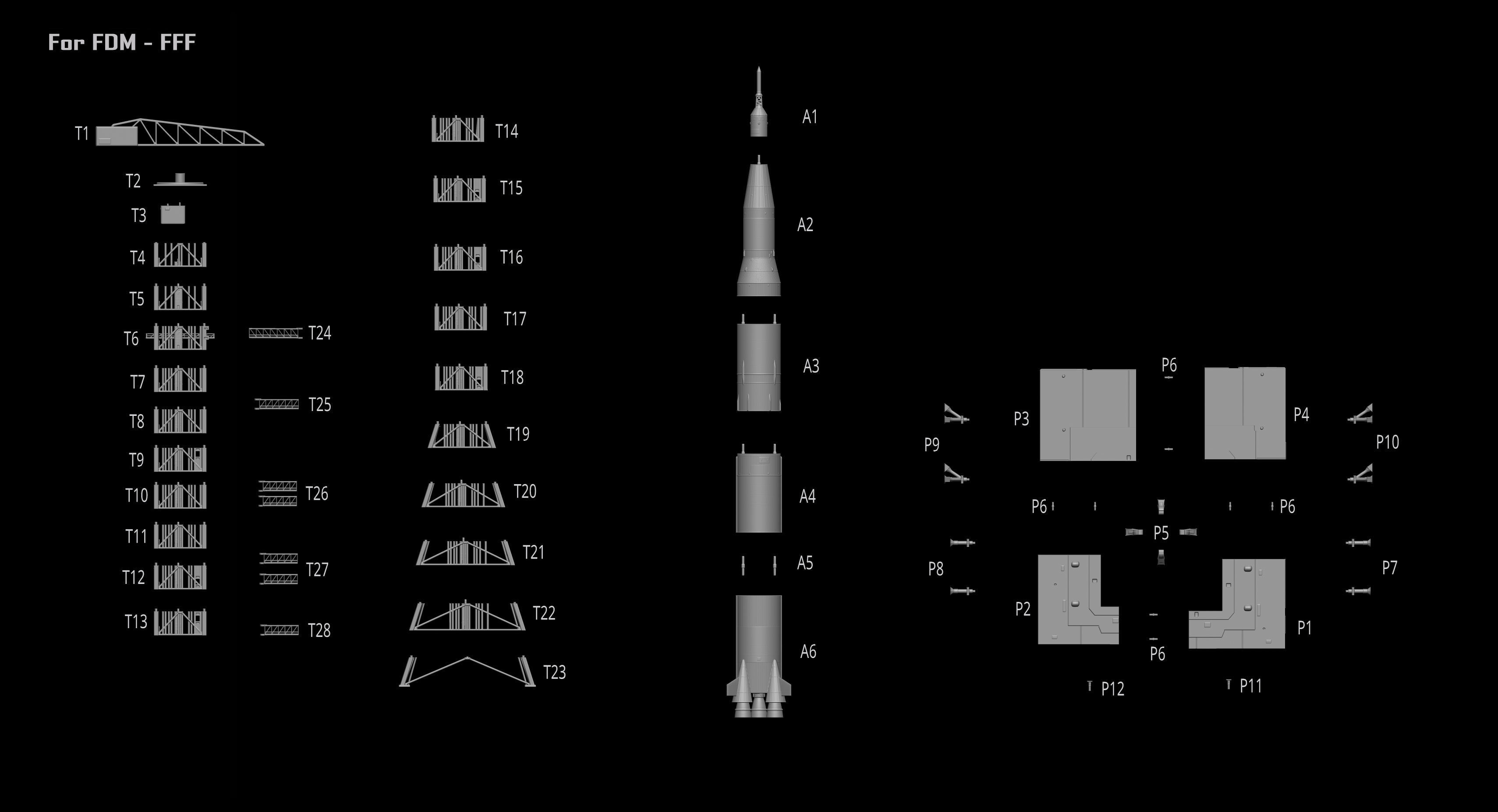 Nasa Saturn V Rocket and Launch Pad 3D model for 3D Printer 3D print model_21
