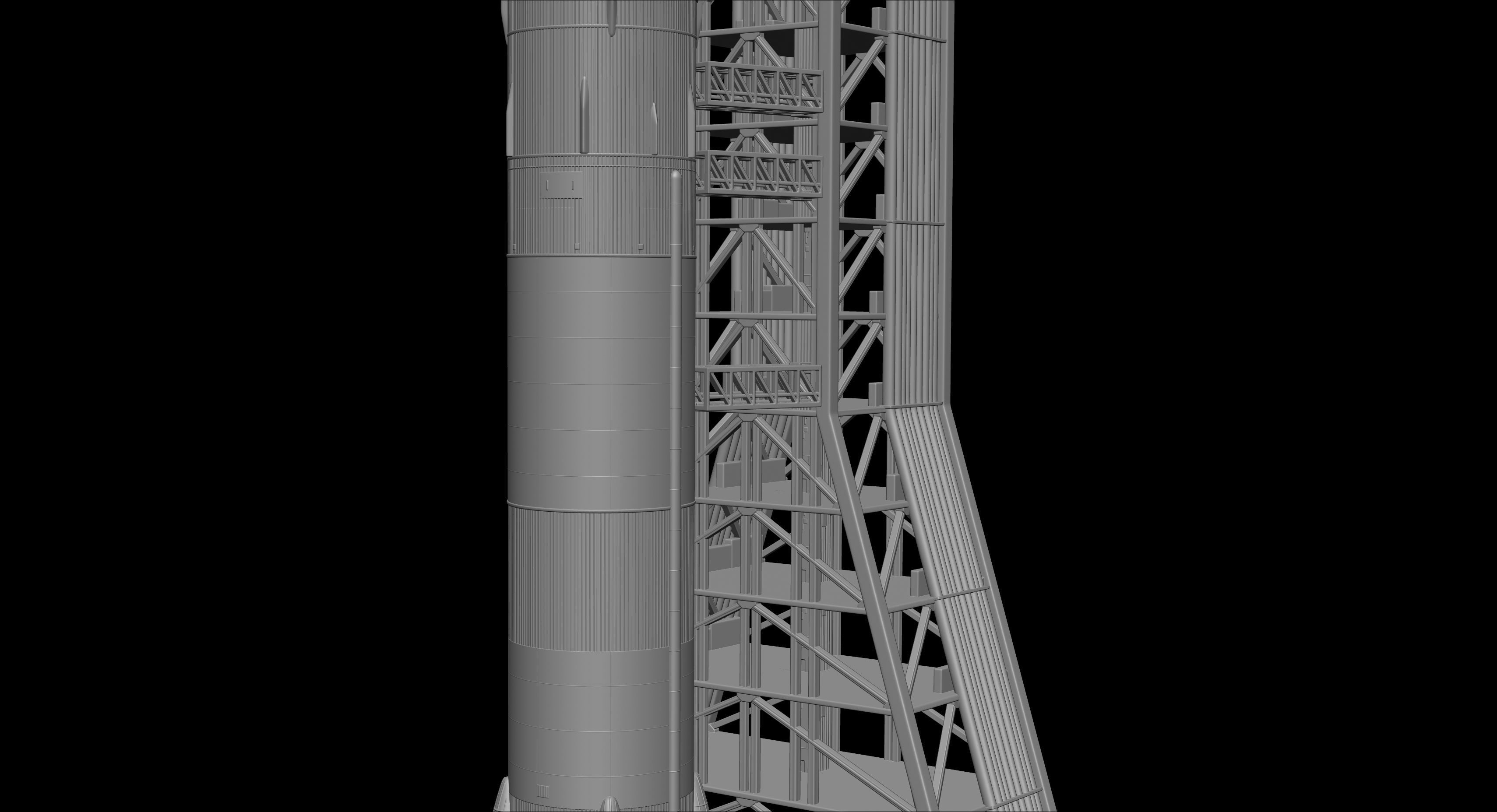 Nasa Saturn V Rocket and Launch Pad 3D model for 3D Printer 3D print model_14