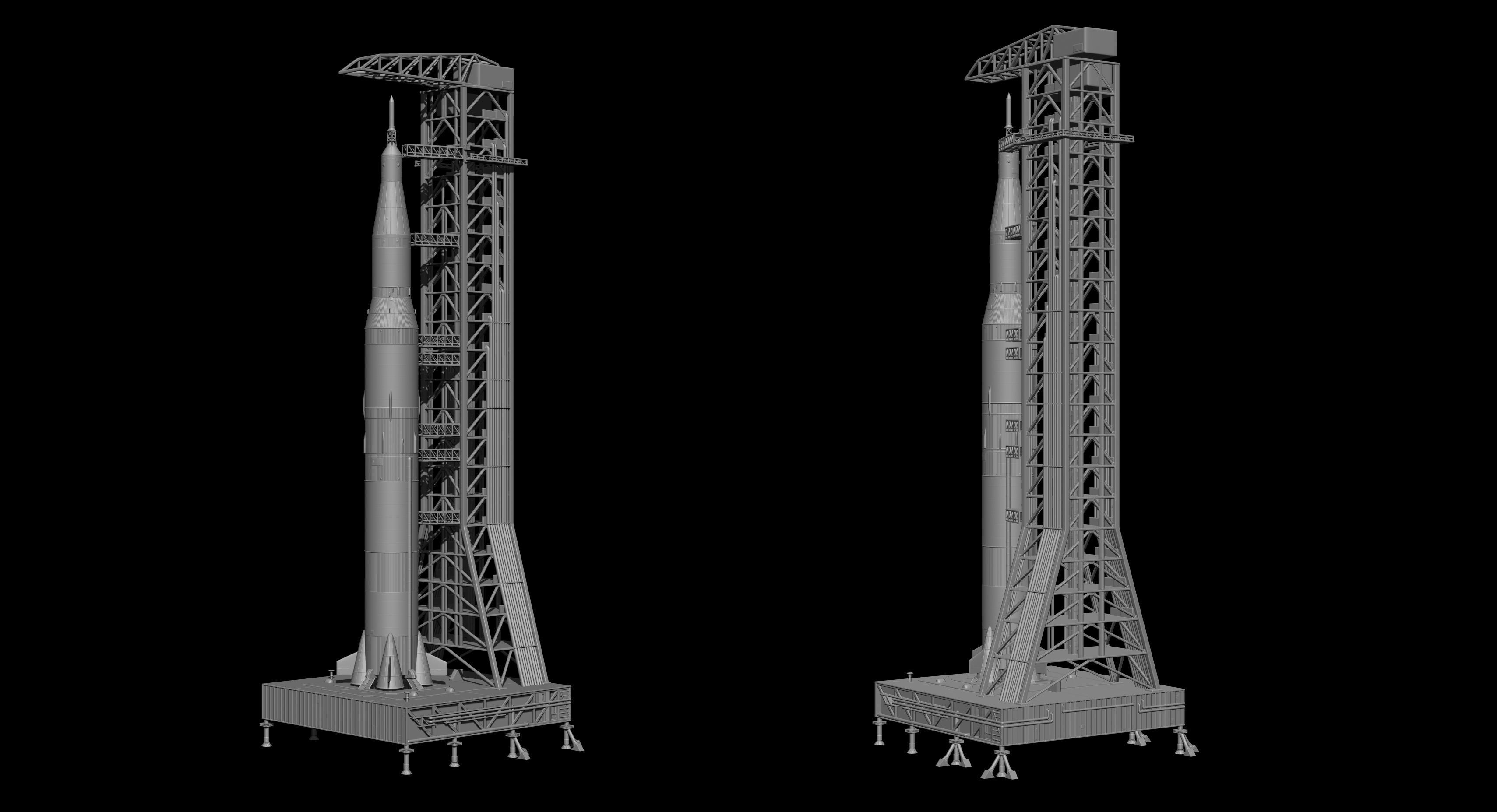 Nasa Saturn V Rocket and Launch Pad 3D model for 3D Printer 3D print model_11