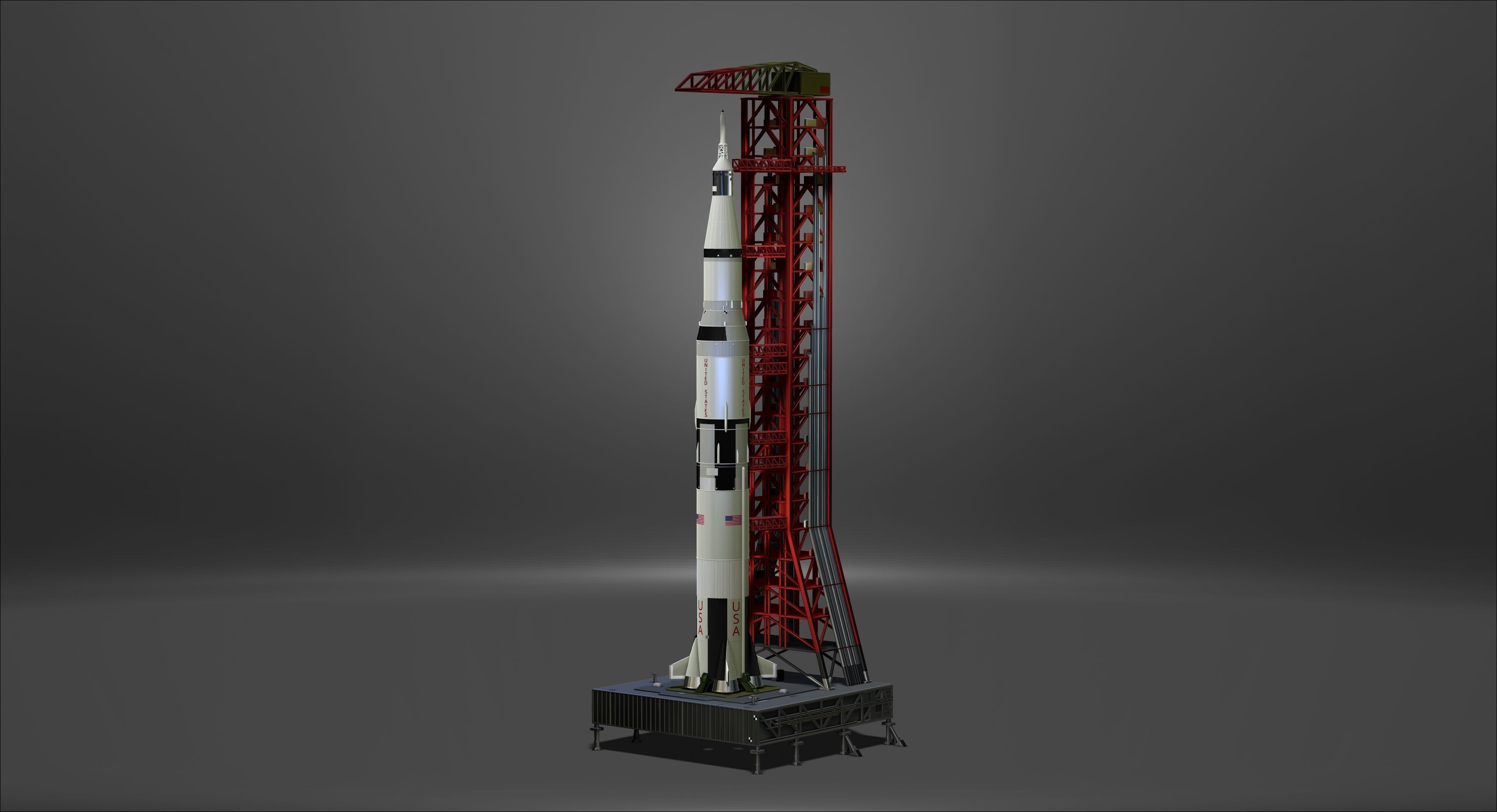Nasa Saturn V Rocket and Launch Pad 3D model for 3D Printer 3D print model_2