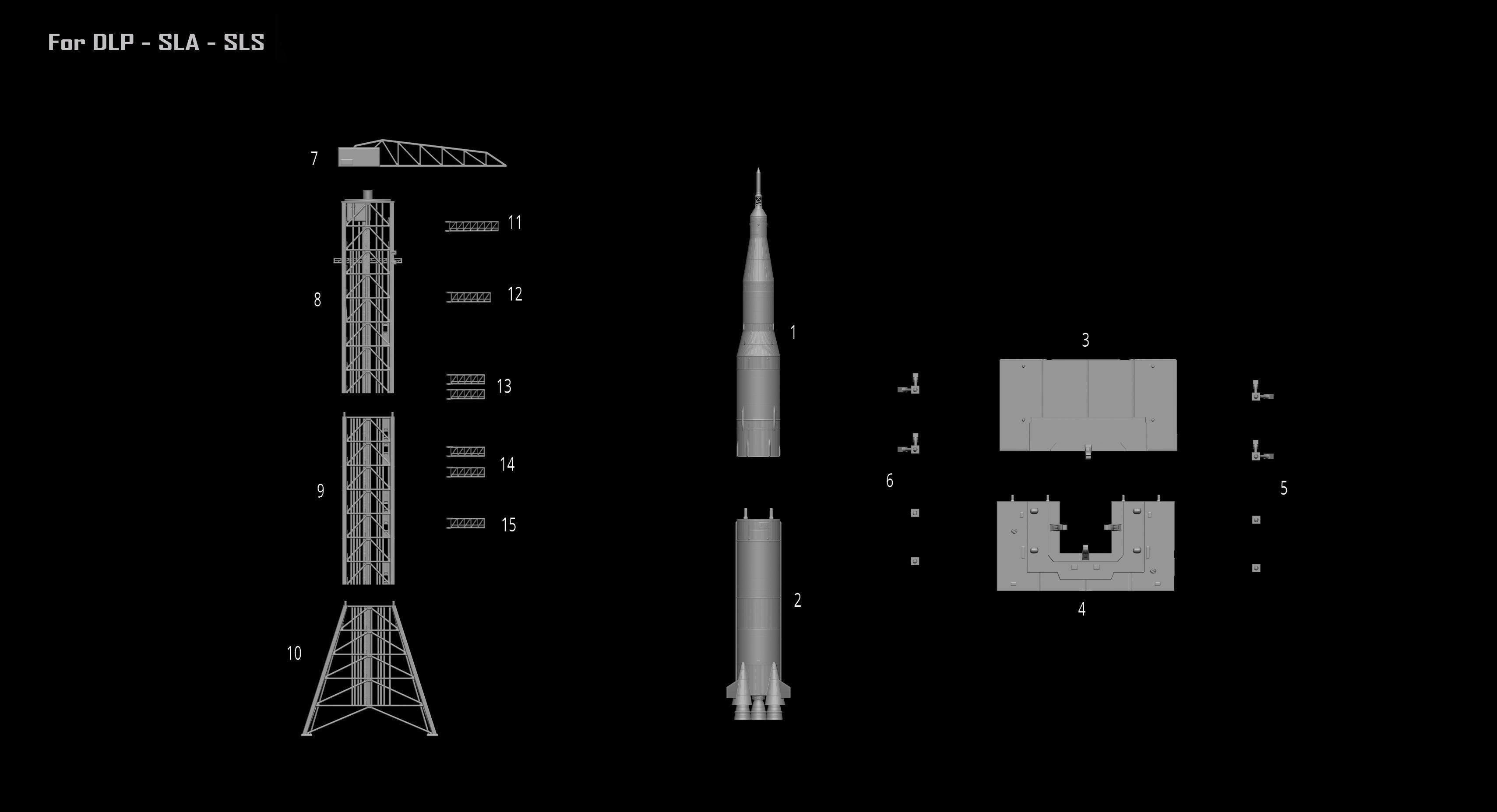 Nasa Saturn V Rocket and Launch Pad 3D model for 3D Printer 3D print model_22