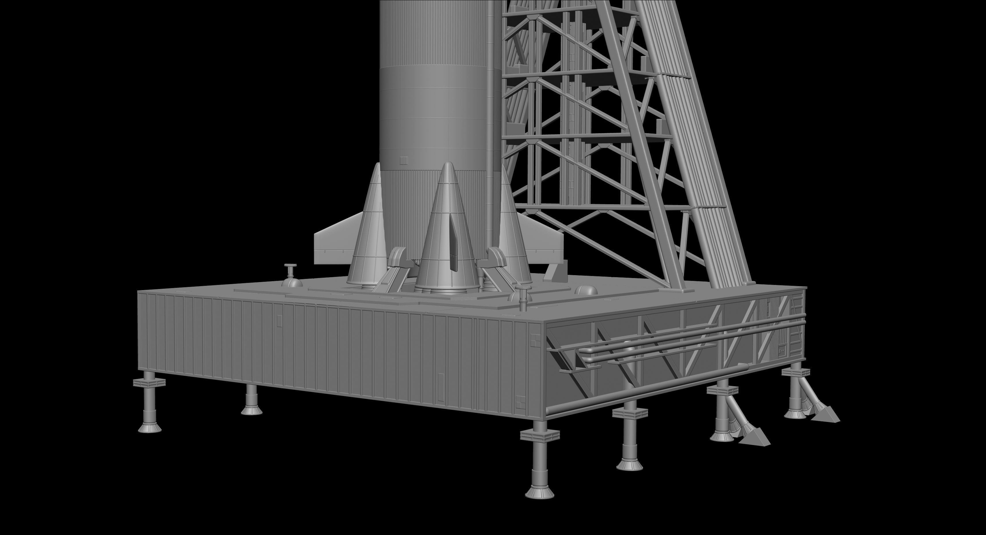 Nasa Saturn V Rocket and Launch Pad 3D model for 3D Printer 3D print model_16