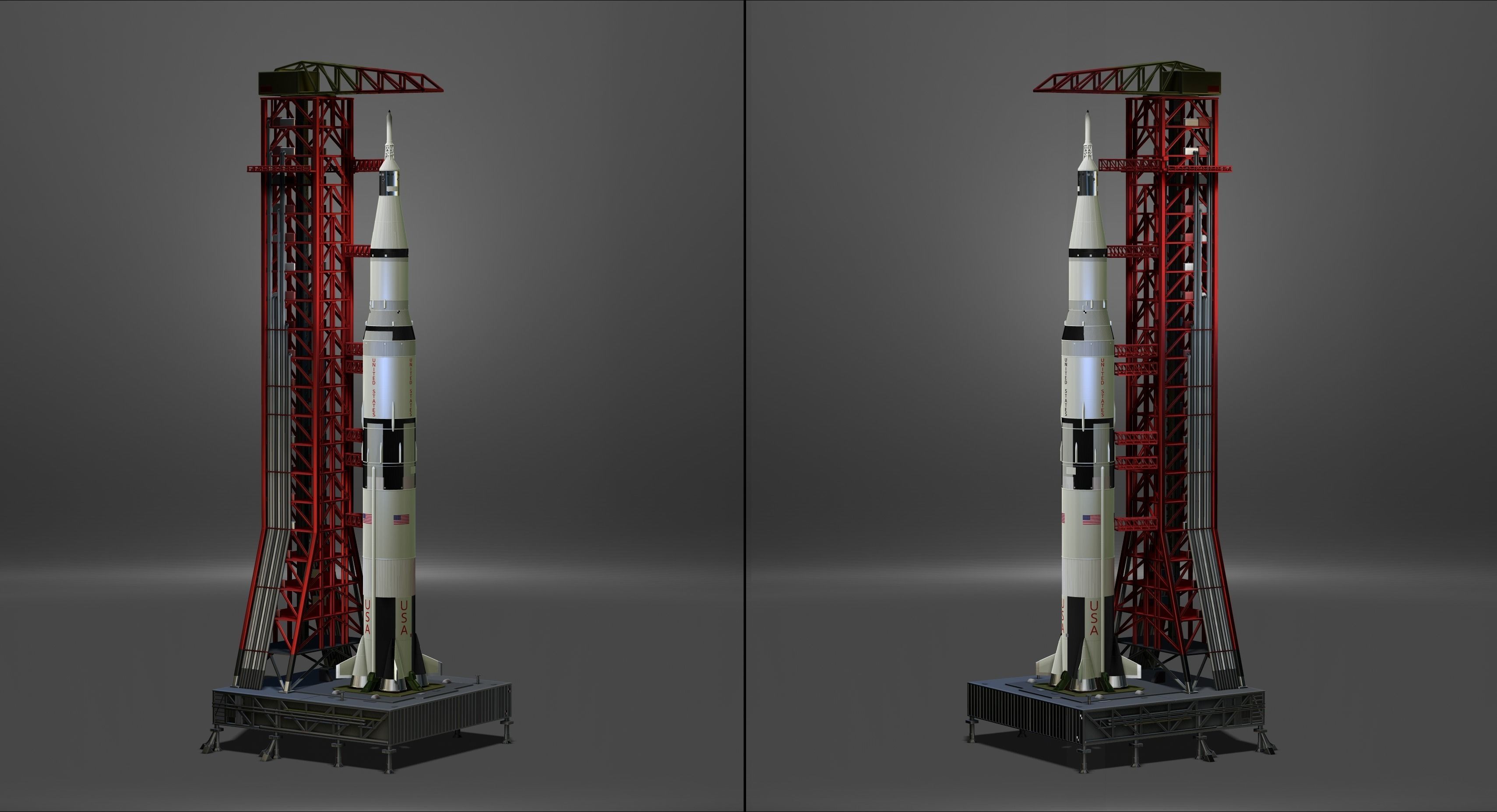 Nasa Saturn V Rocket and Launch Pad 3D model for 3D Printer 3D print model_4