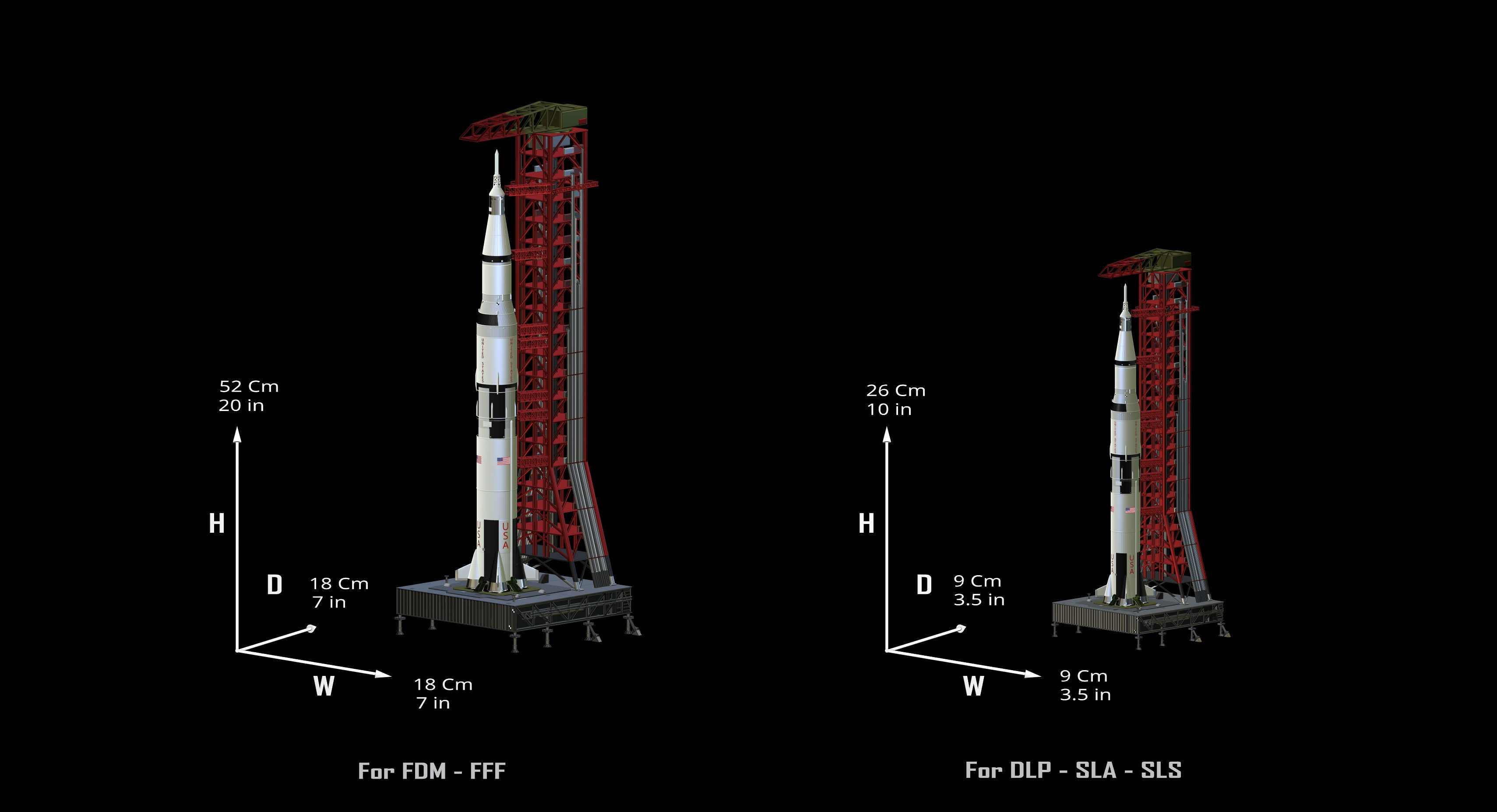 Nasa Saturn V Rocket and Launch Pad 3D model for 3D Printer 3D print model_25