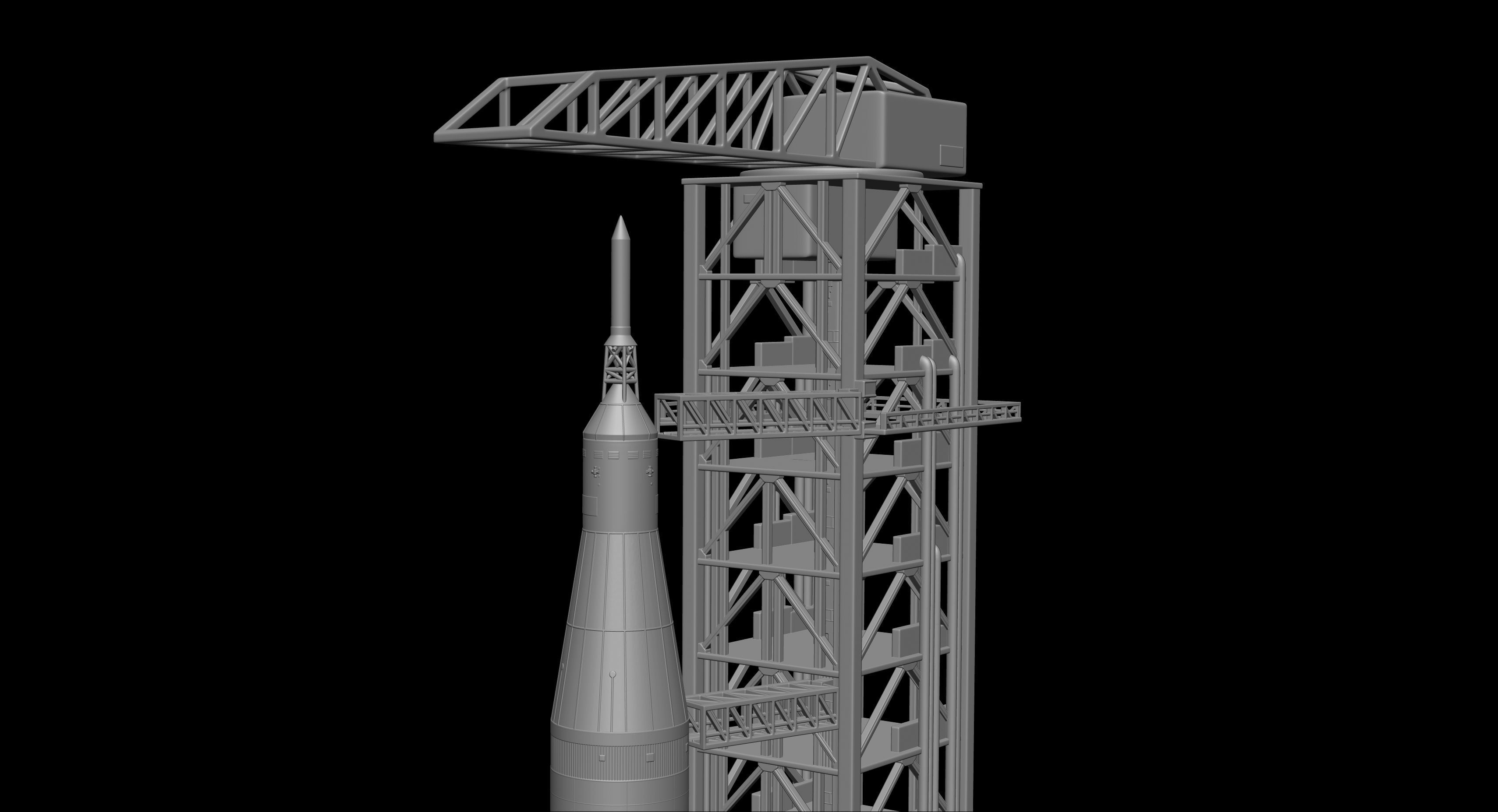 Nasa Saturn V Rocket and Launch Pad 3D model for 3D Printer 3D print model_12