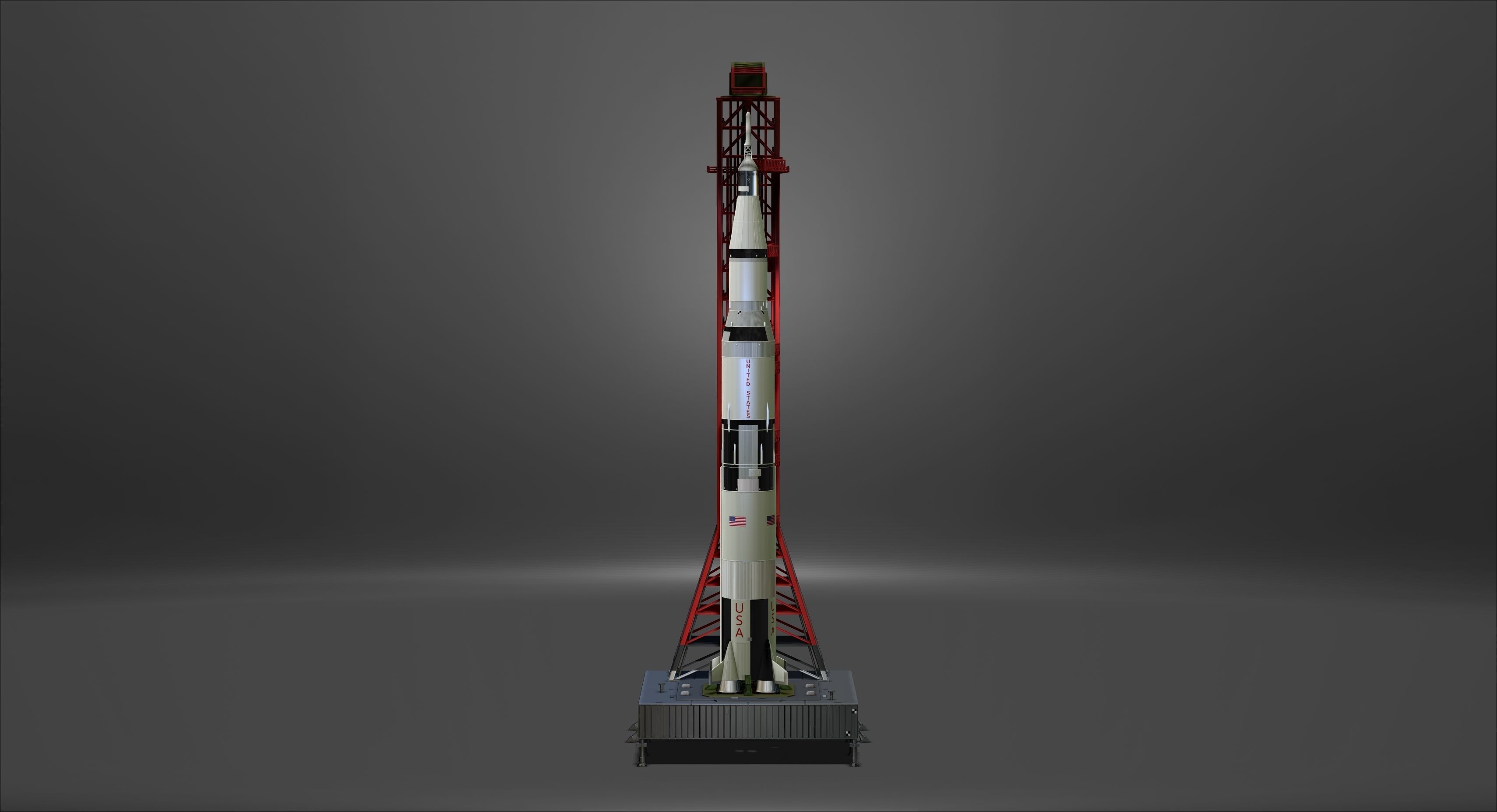 Nasa Saturn V Rocket and Launch Pad 3D model for 3D Printer 3D print model_3