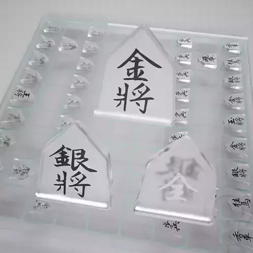 Chess Japanese Shogi - glass mirror - modern Low-poly 3D model