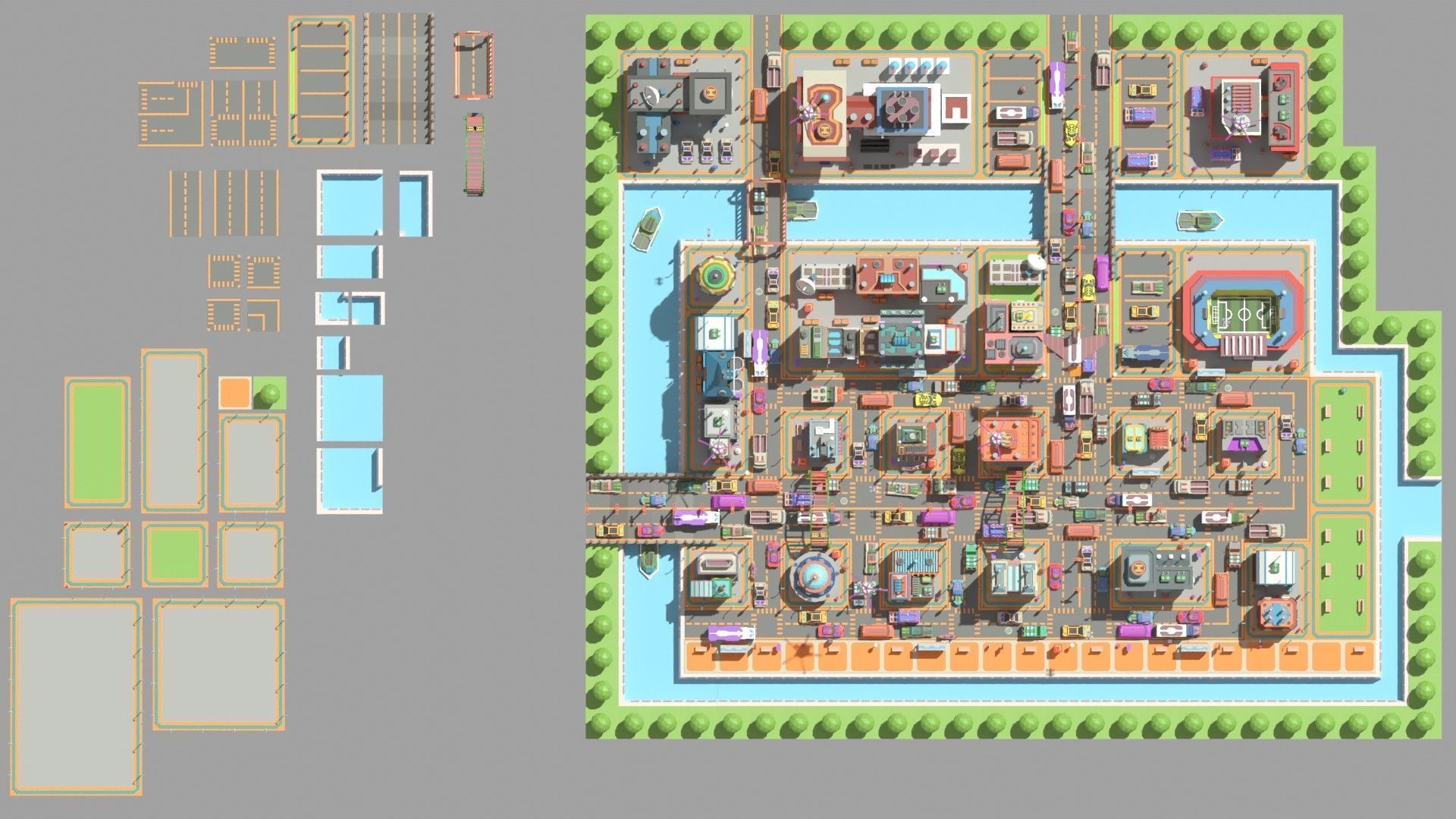 Scifi  Low Poly  Cartoon City  Low-poly 3D model_29