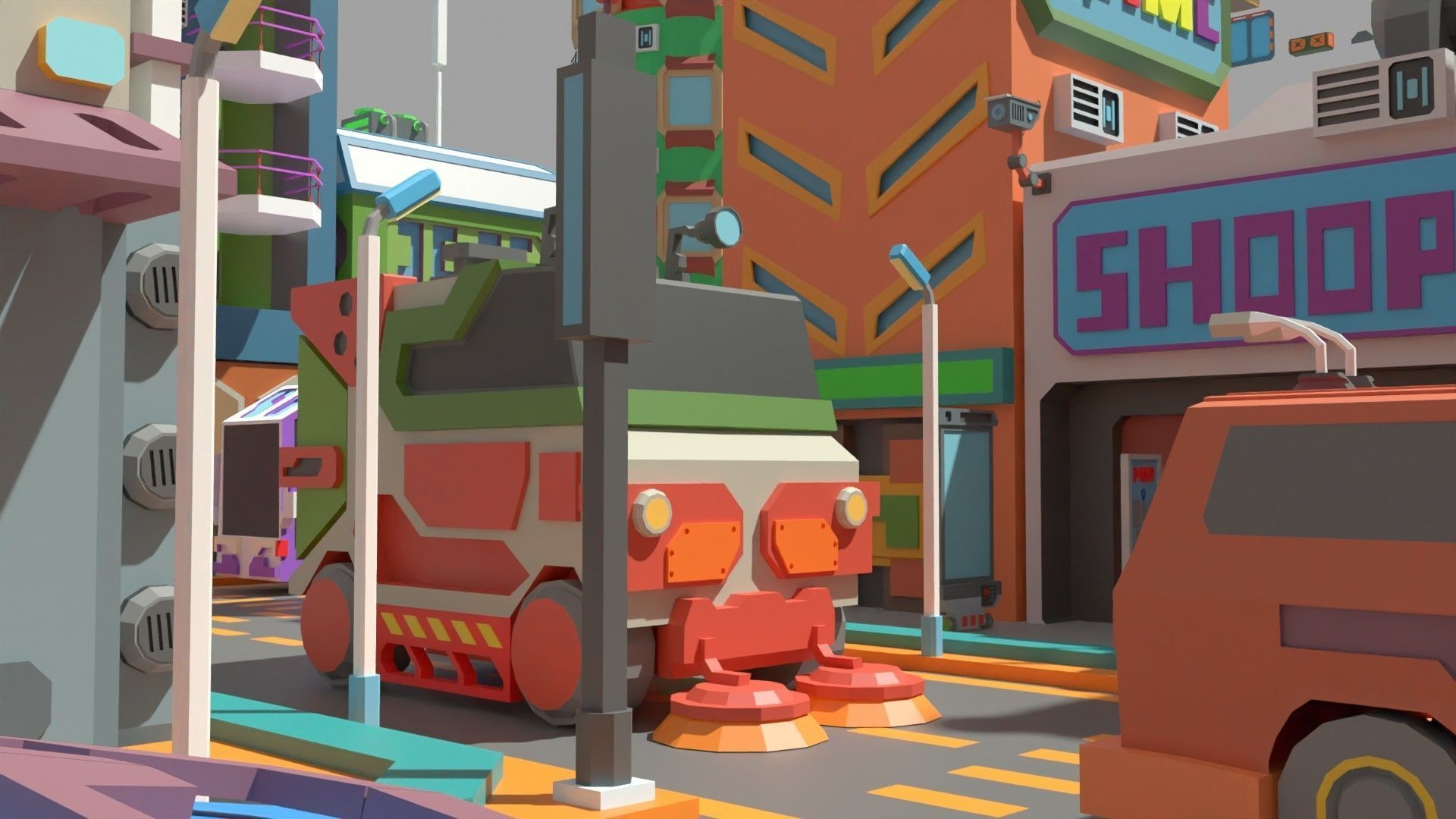 Scifi  Low Poly  Cartoon City  Low-poly 3D model_17
