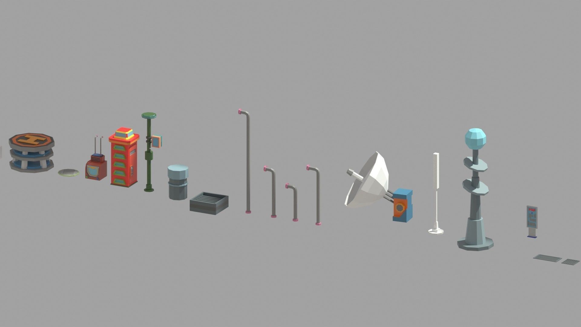 Scifi  Low Poly  Cartoon City  Low-poly 3D model_24