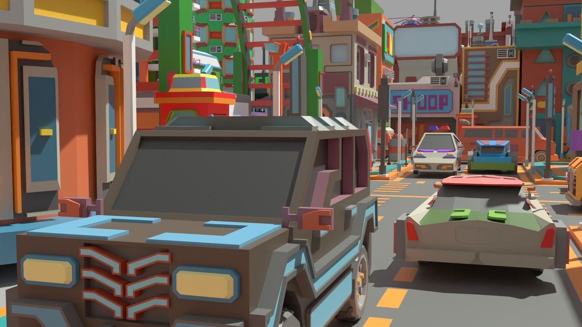 Scifi  Low Poly  Cartoon City  Low-poly 3D model_15