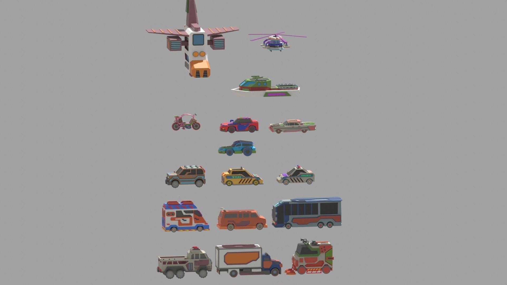 Scifi  Low Poly  Cartoon City  Low-poly 3D model_26