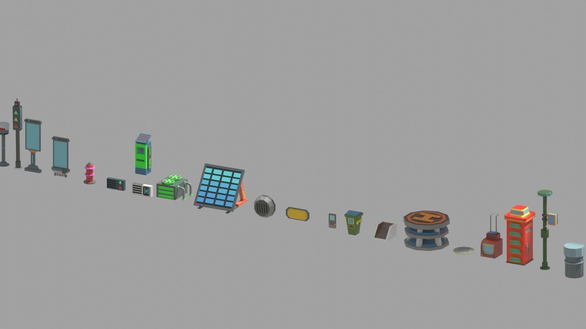 Scifi  Low Poly  Cartoon City  Low-poly 3D model_28