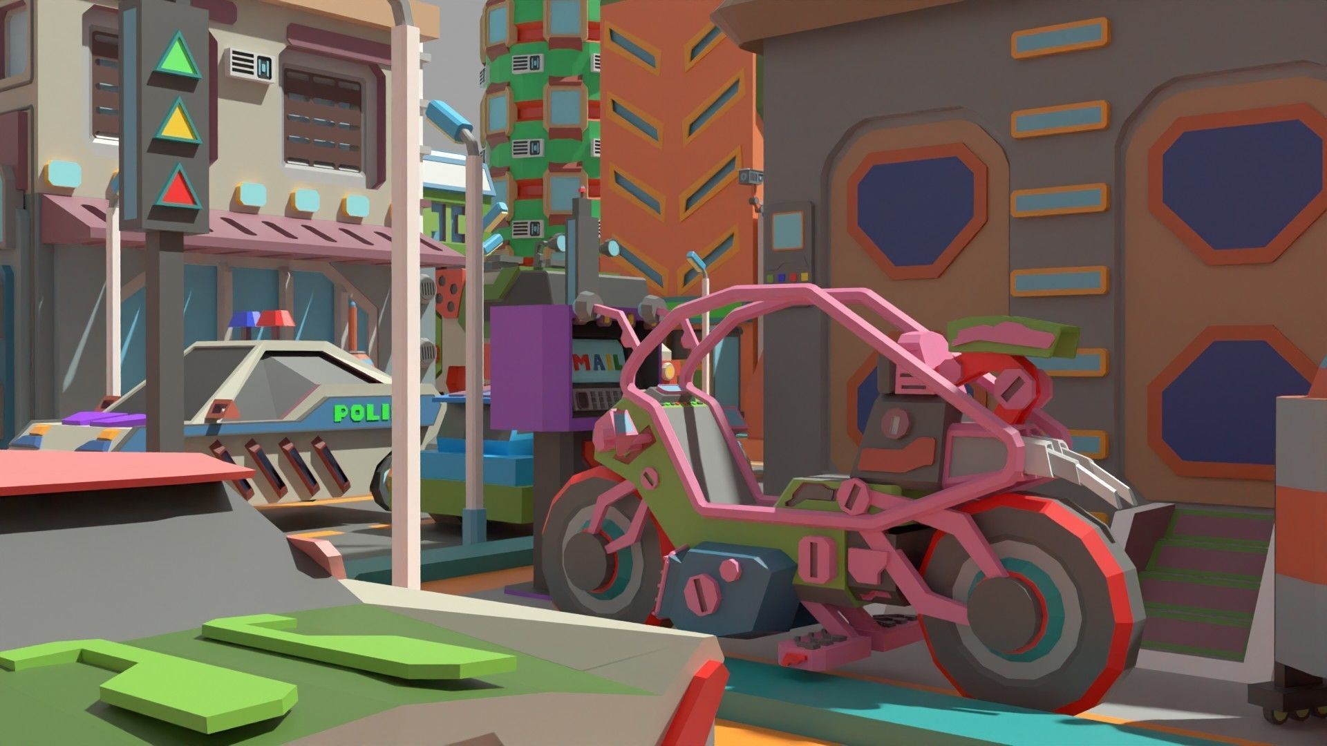 Scifi  Low Poly  Cartoon City  Low-poly 3D model_20