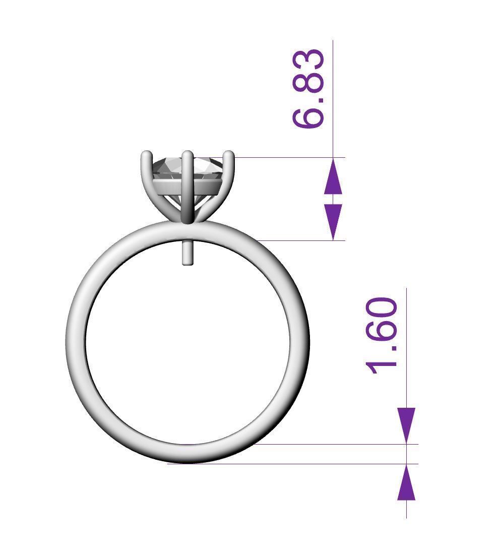 Solitaire - Six Claw - Two Piece - Simple Modern Style 3D print model_4