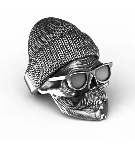 Skull Biker Cap Ring  3D print model