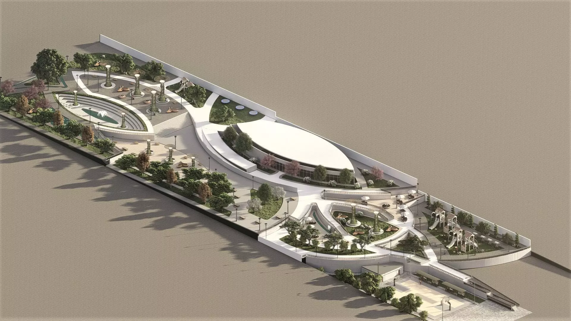 landscape - Public garden Low-poly 3D model