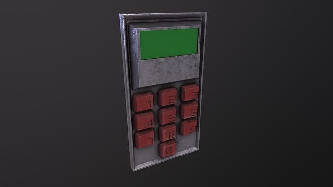 Keypad 3D Model metal device with buttons Low-poly 3D model