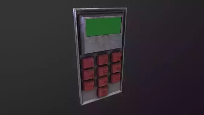 Keypad 3D Model metal device with buttons