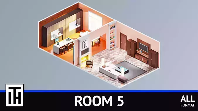 Room 5 living and kitchen