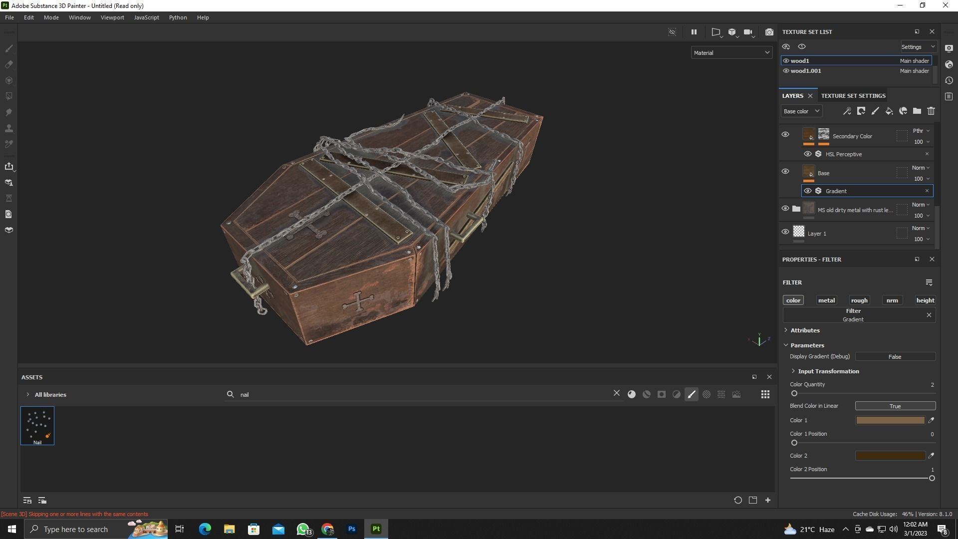 Coffin with chains Low-poly 3D model_7