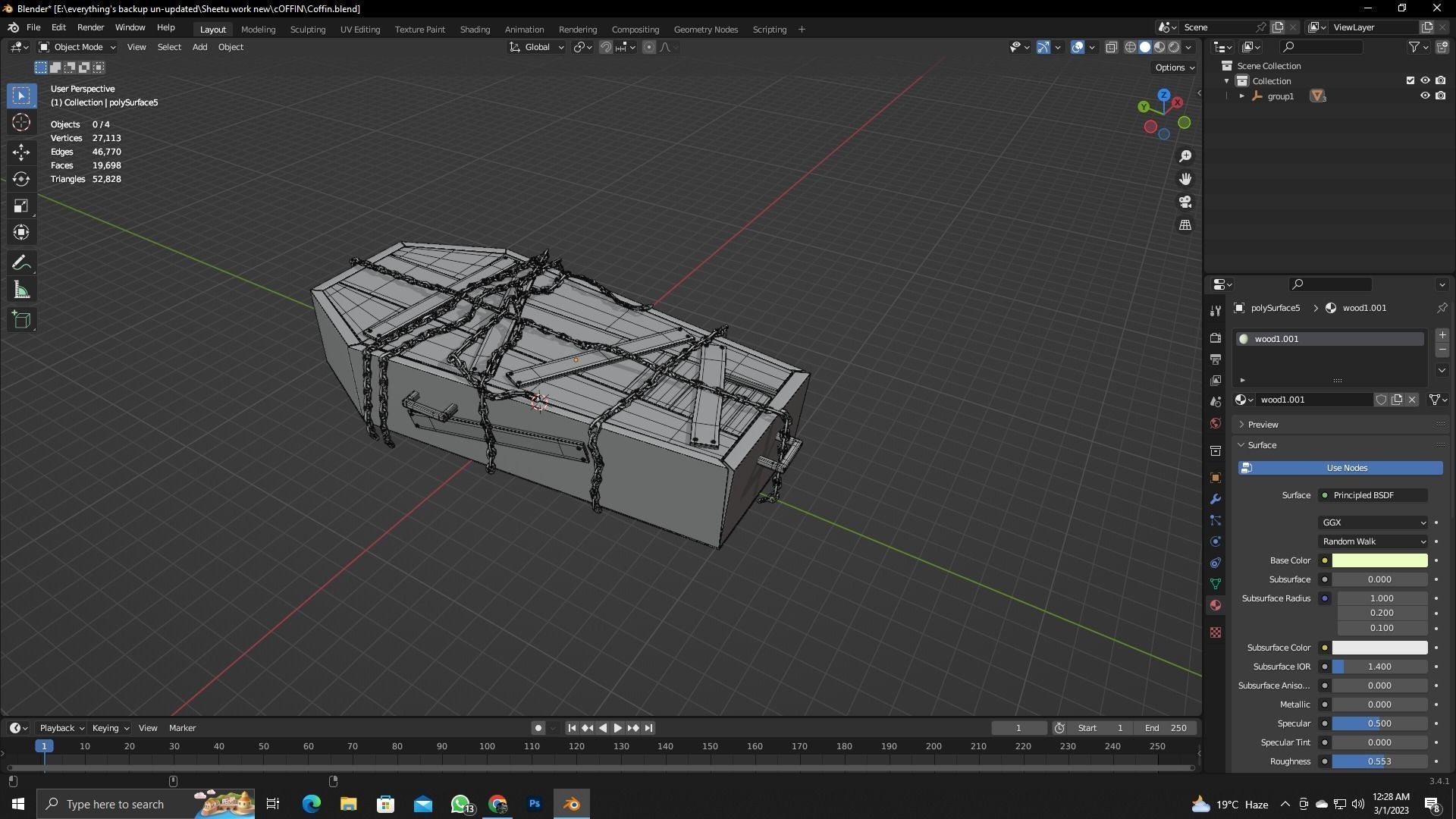 Coffin with chains Low-poly 3D model_8