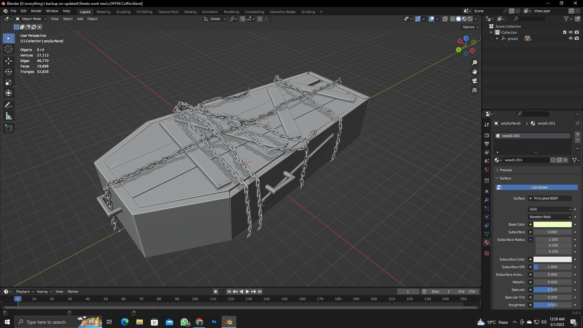 Coffin with chains Low-poly 3D model_10
