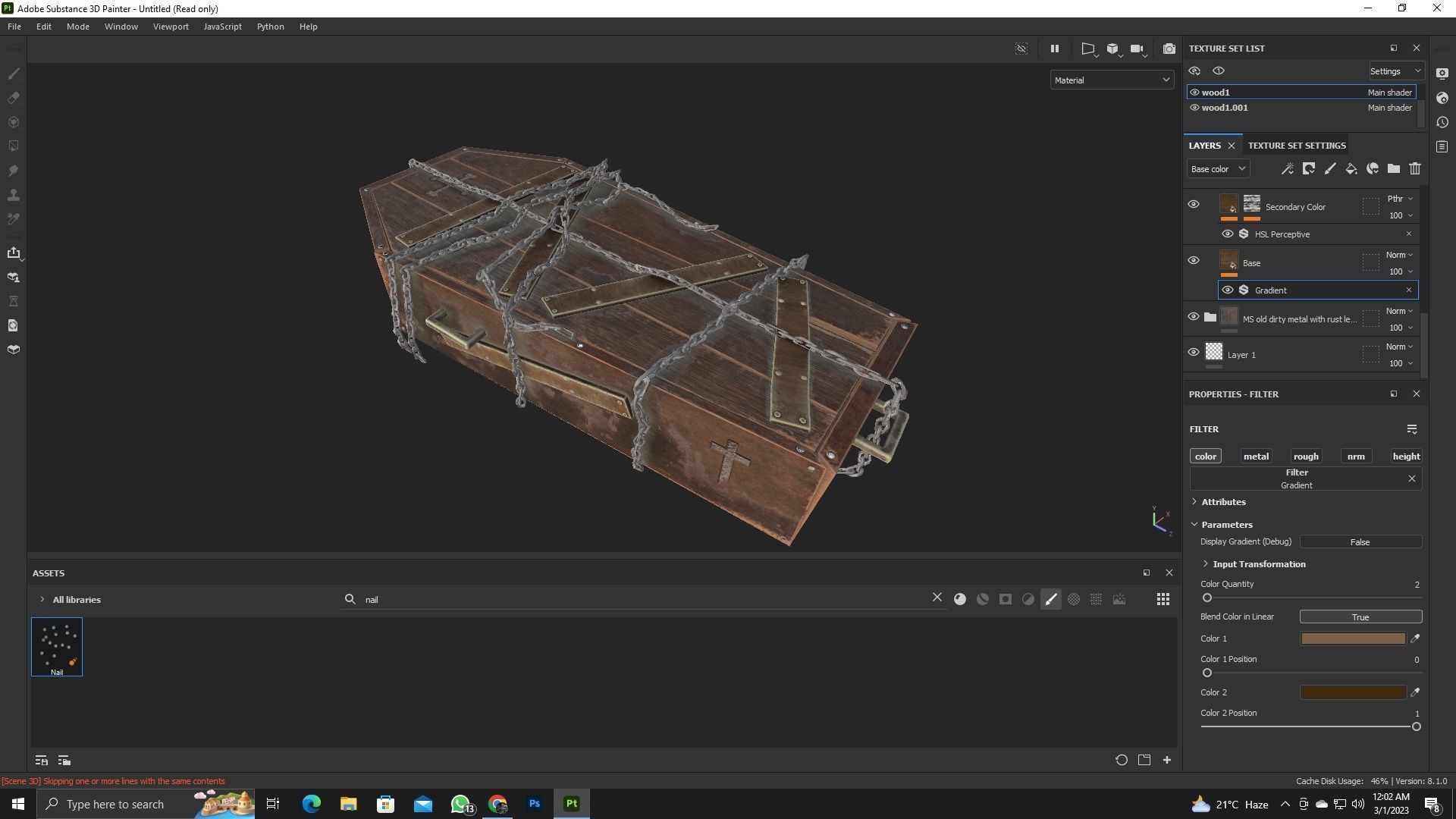 Coffin with chains Low-poly 3D model_6