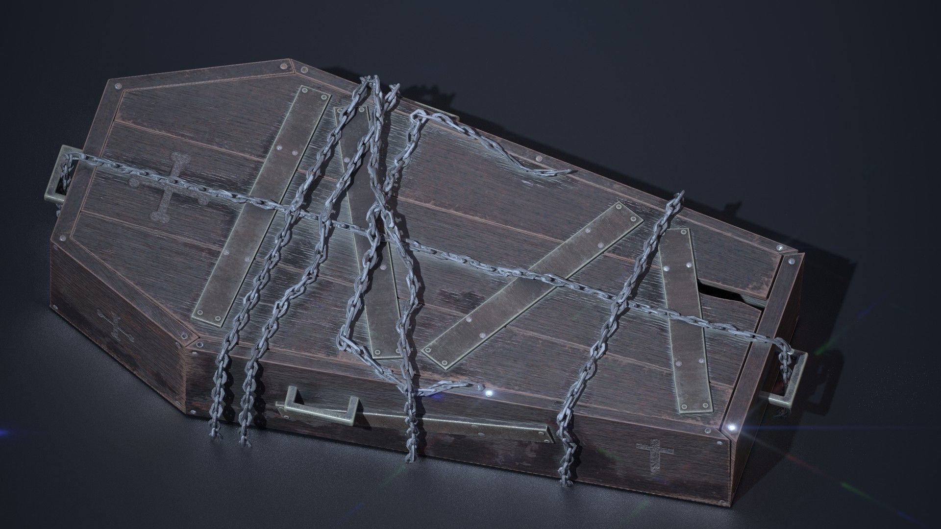 Coffin with chains Low-poly 3D model_5