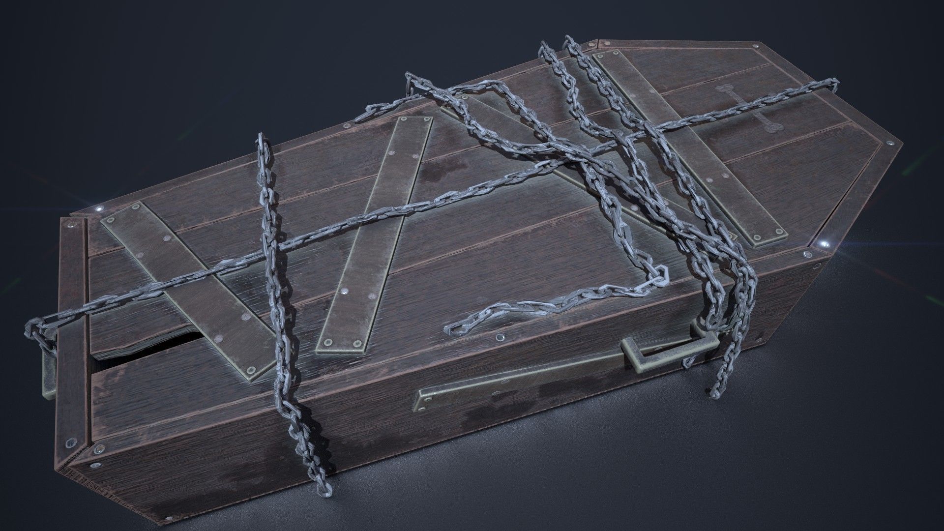 Coffin with chains Low-poly 3D model_3