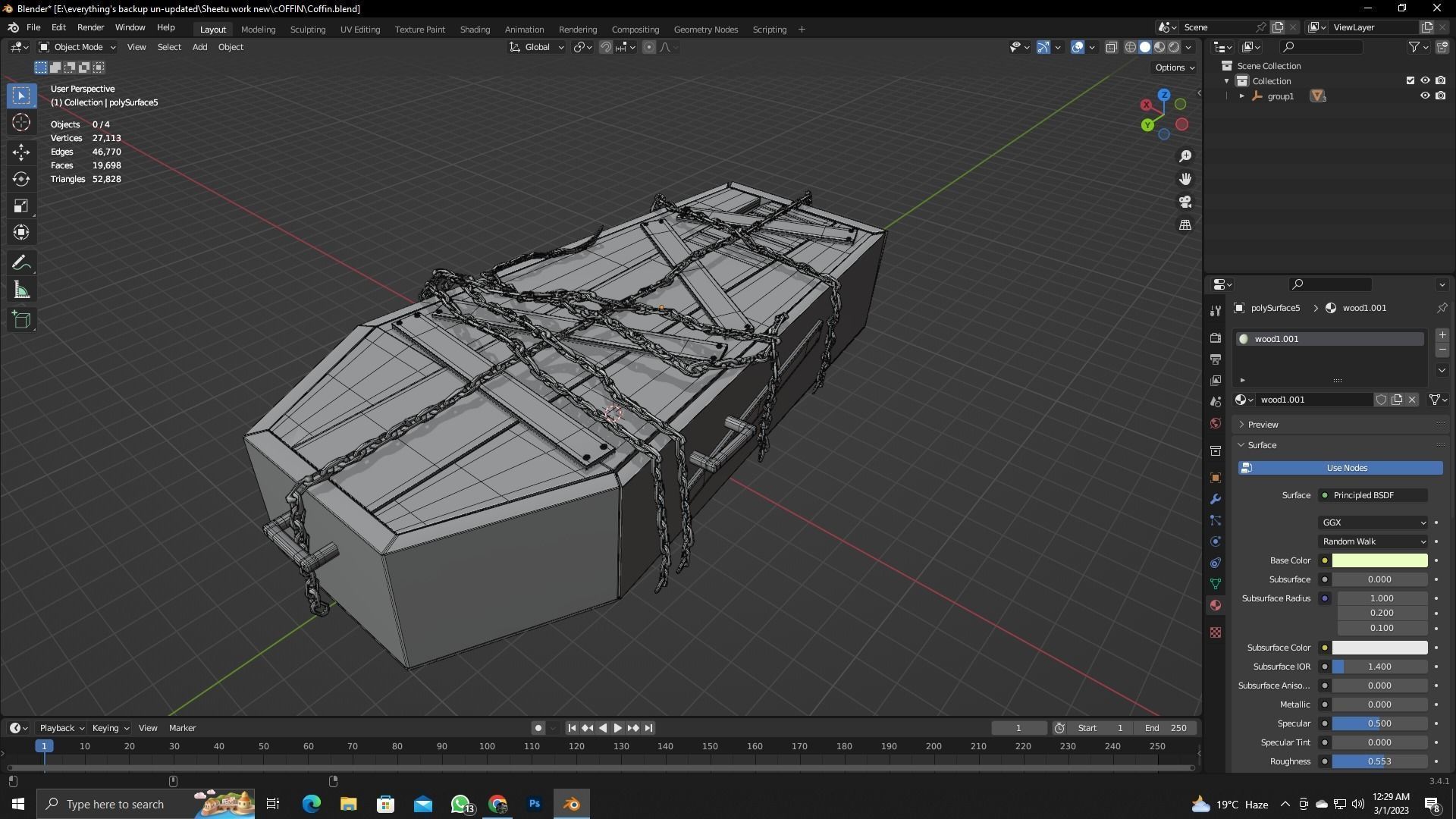 Coffin with chains Low-poly 3D model_9