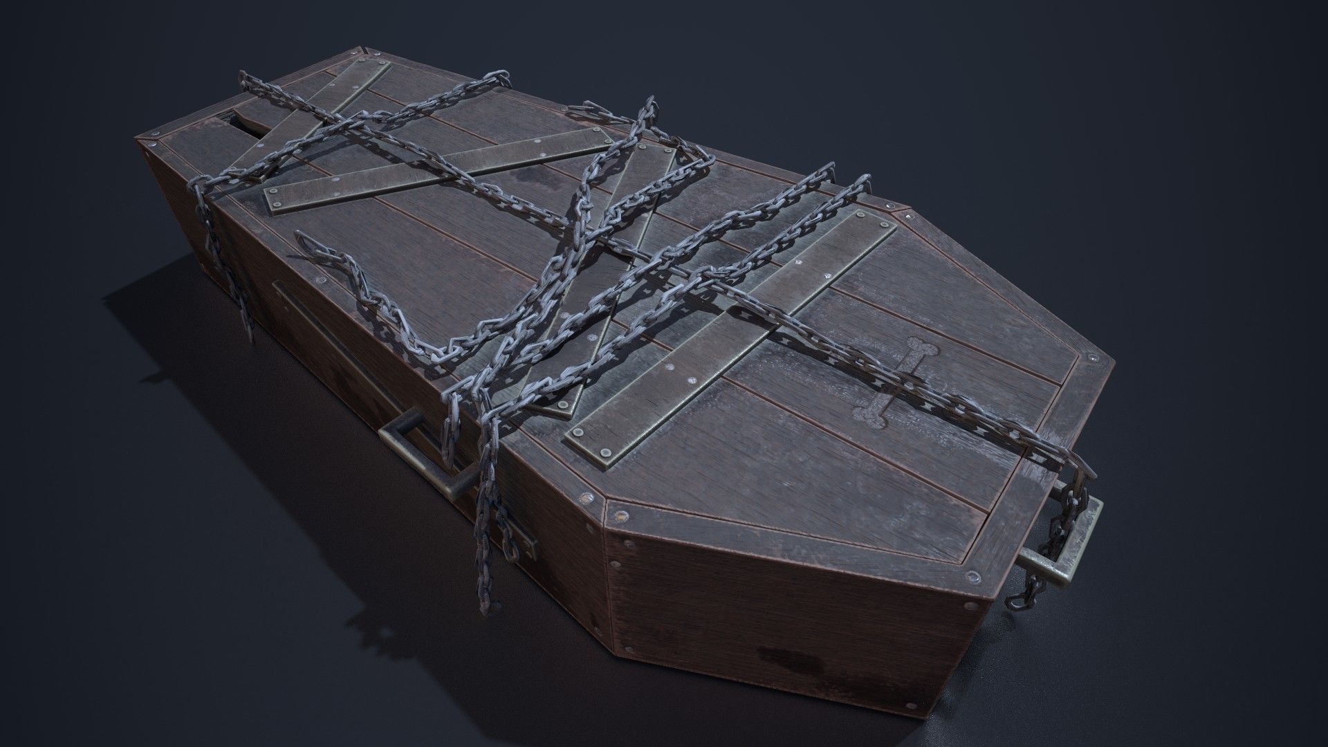 Coffin with chains Low-poly 3D model_2