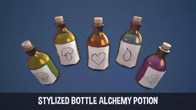 Stylized Bottle Alchemy Potion Low-poly 3D model