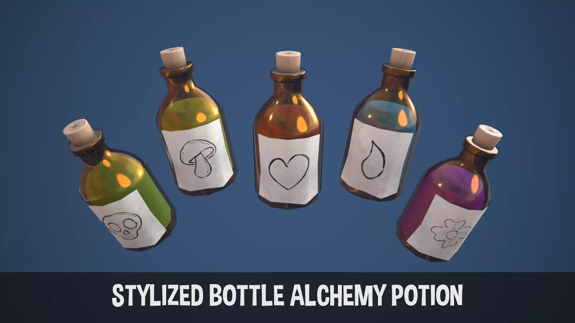 Stylized Bottle Alchemy Potion Low-poly 3D model_0