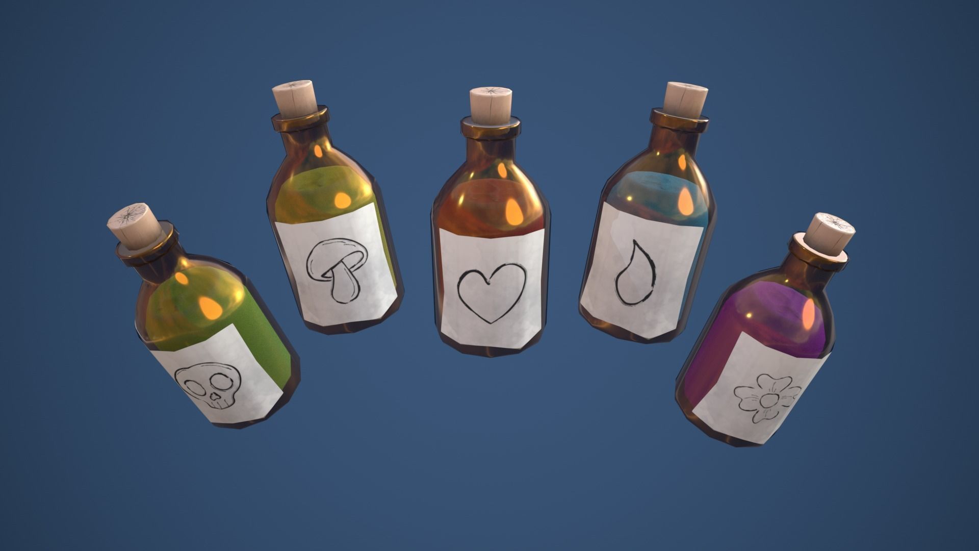Stylized Bottle Alchemy Potion Low-poly 3D model_2