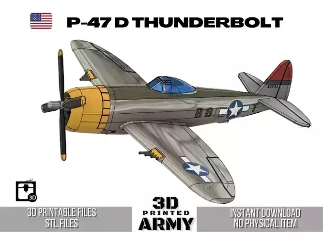 Republic P-47 D Thunderbolt- STL files-3D printing  3D print model