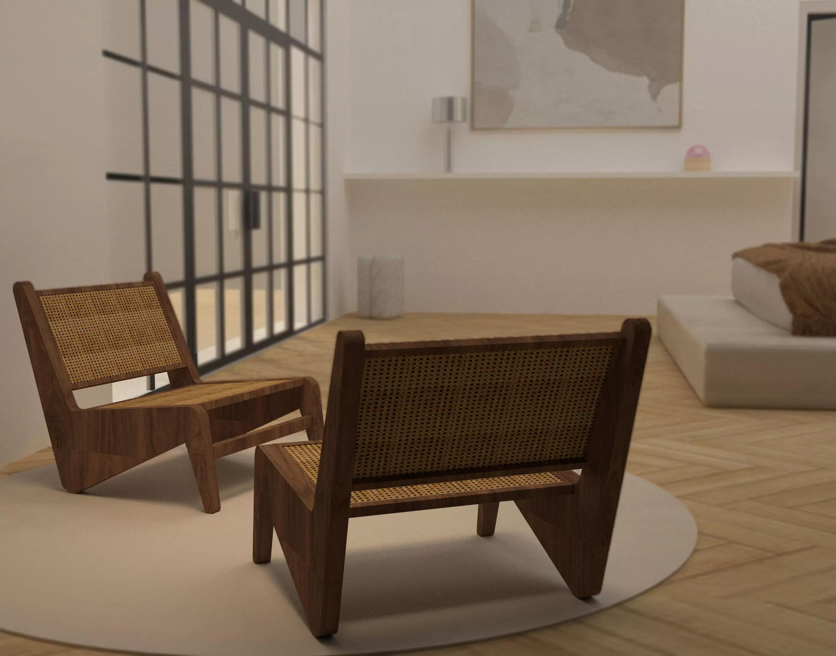 Hendrix Armchair - wood and rattan chair Free 3D model
