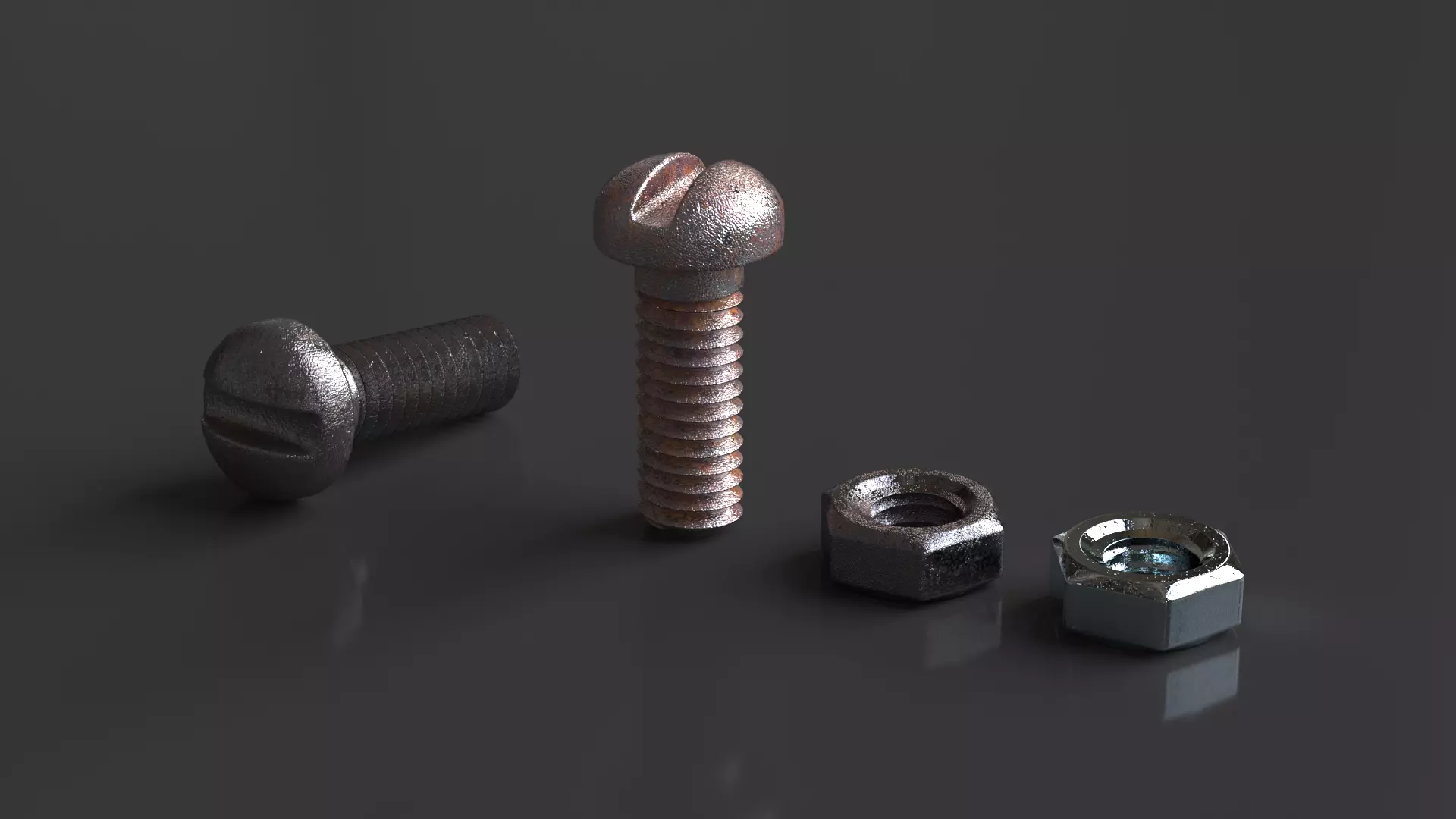 Rusted Bolts and Nuts Free 3D model_0