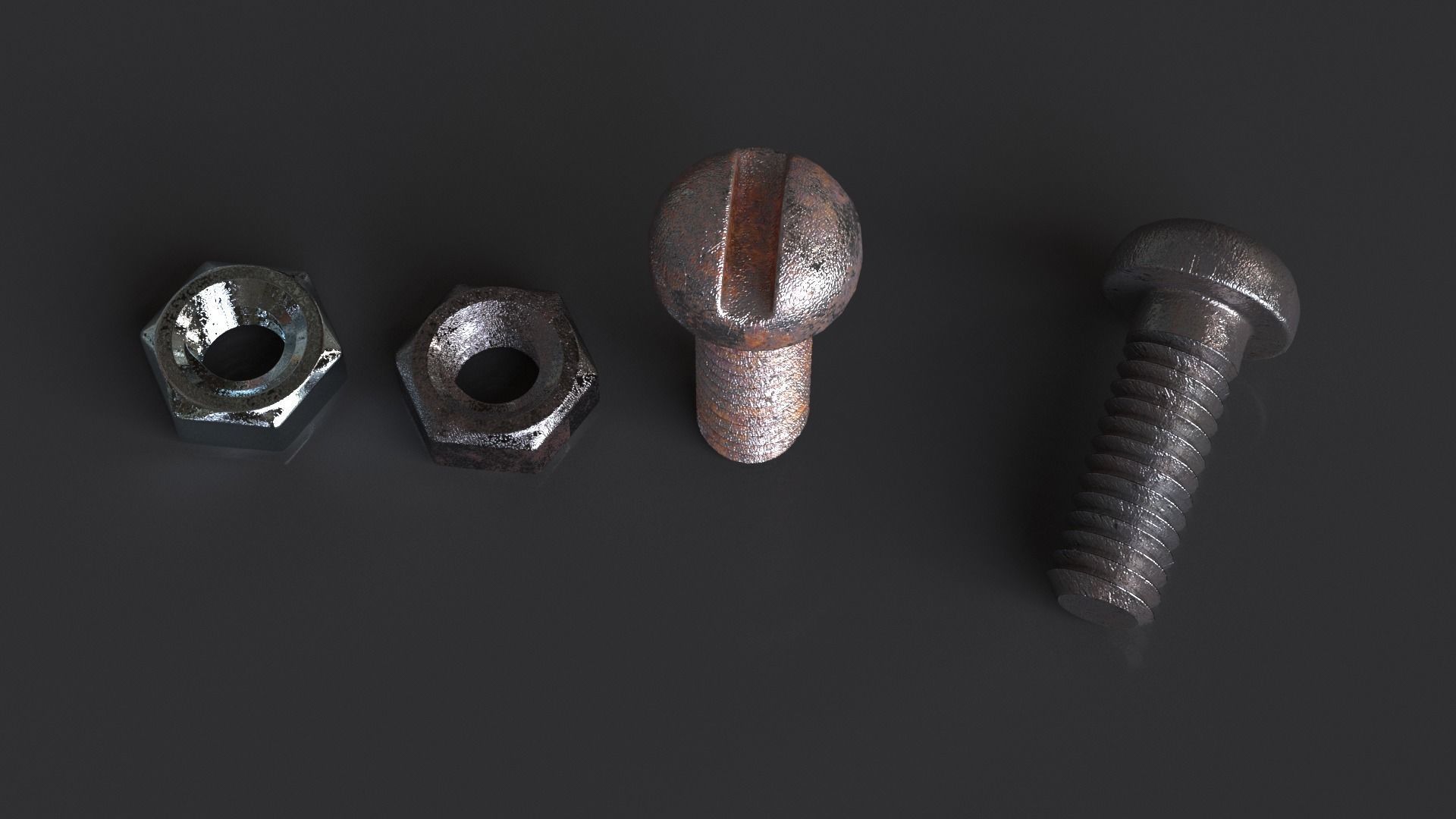 Rusted Bolts and Nuts Free 3D model_2