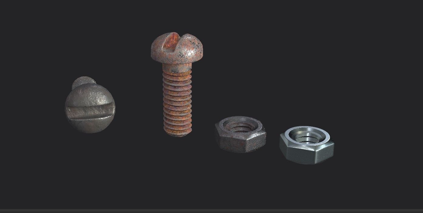 Rusted Bolts and Nuts Free 3D model_5