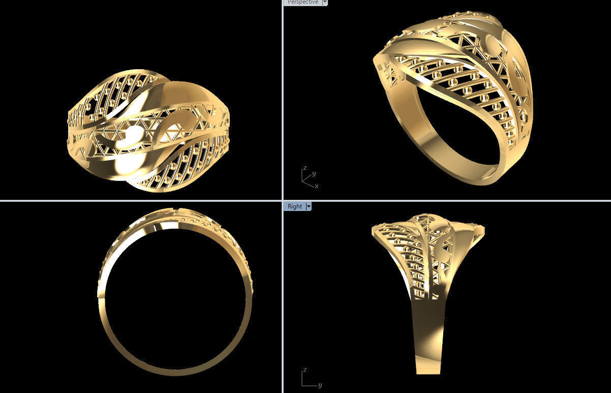 RI006 gold ring 3D print model_1