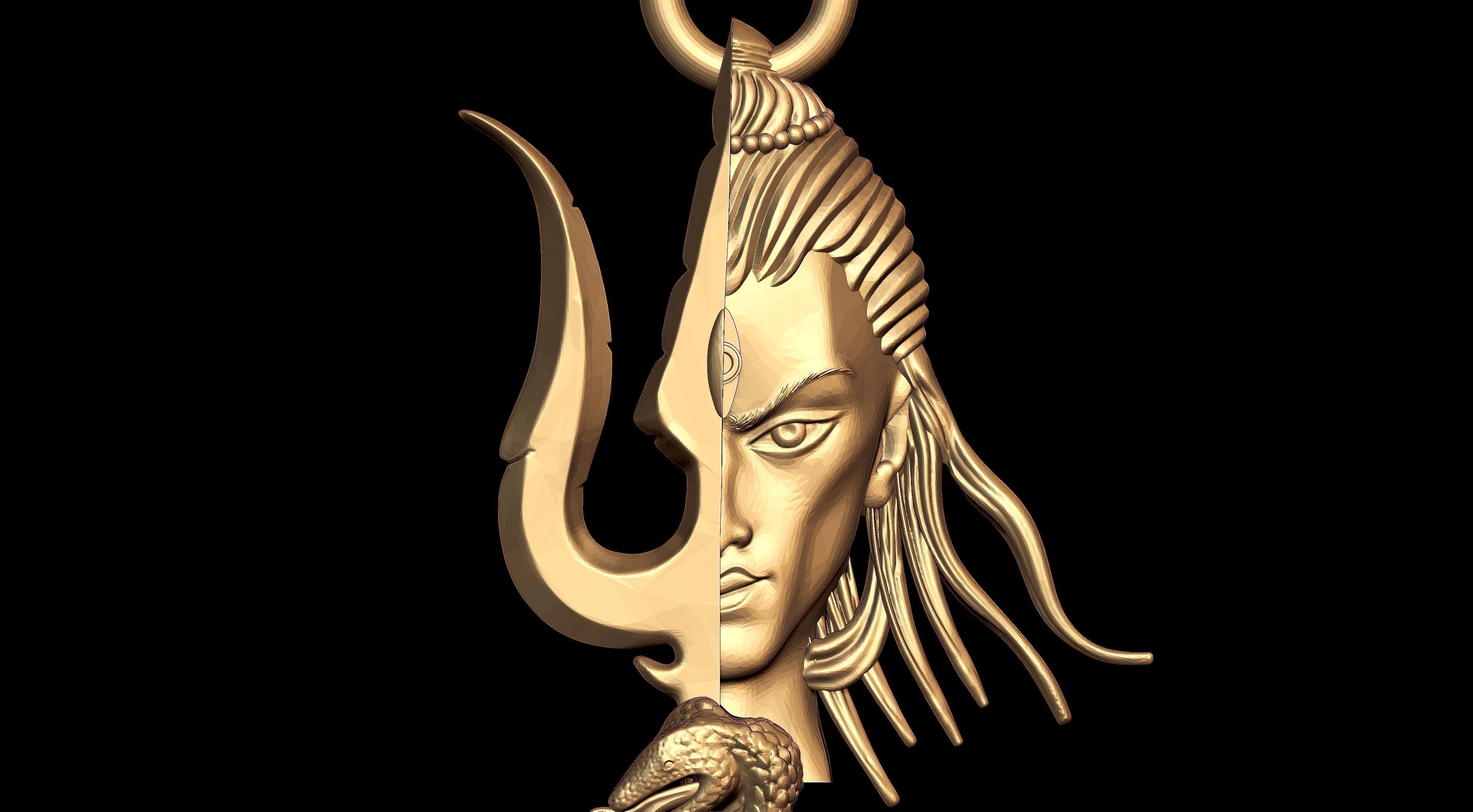 Shivji Trishul Face Pendant  3D print model_3