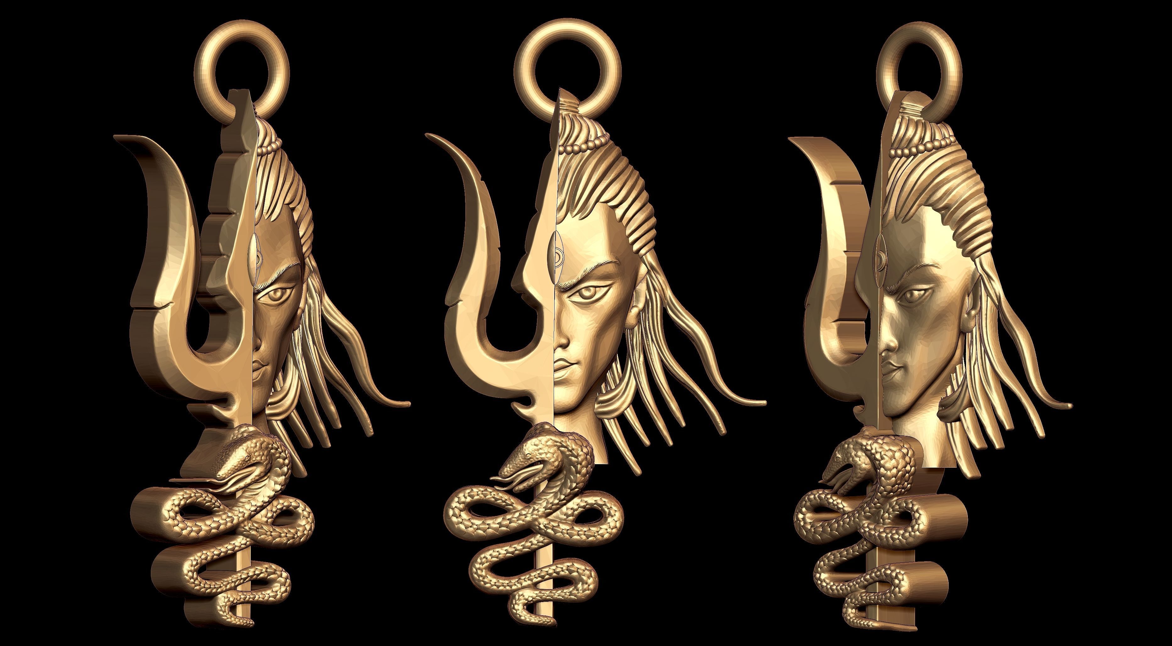 Shivji Trishul Face Pendant  3D print model_1