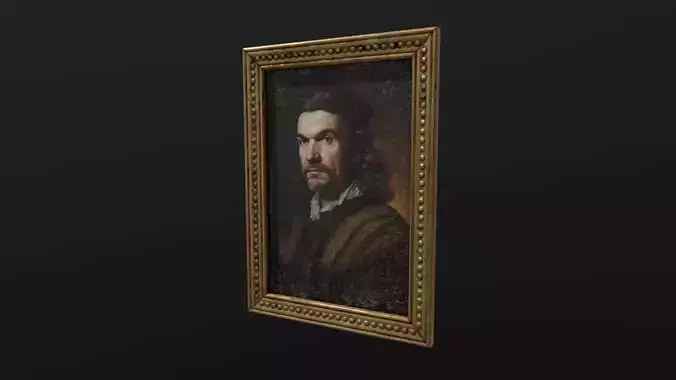 Old Portrait Painting of Man Low-poly 3D model