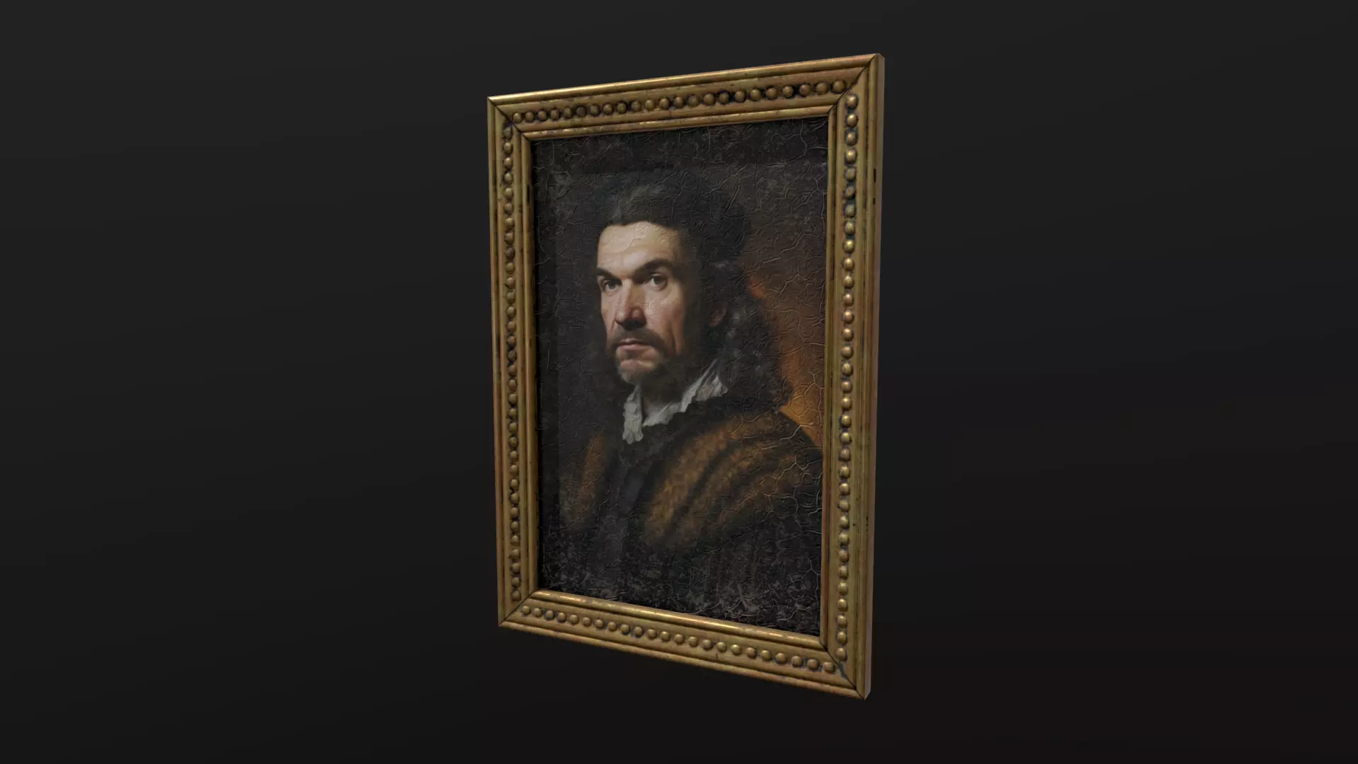 Old Portrait Painting of Man Low-poly 3D model_0