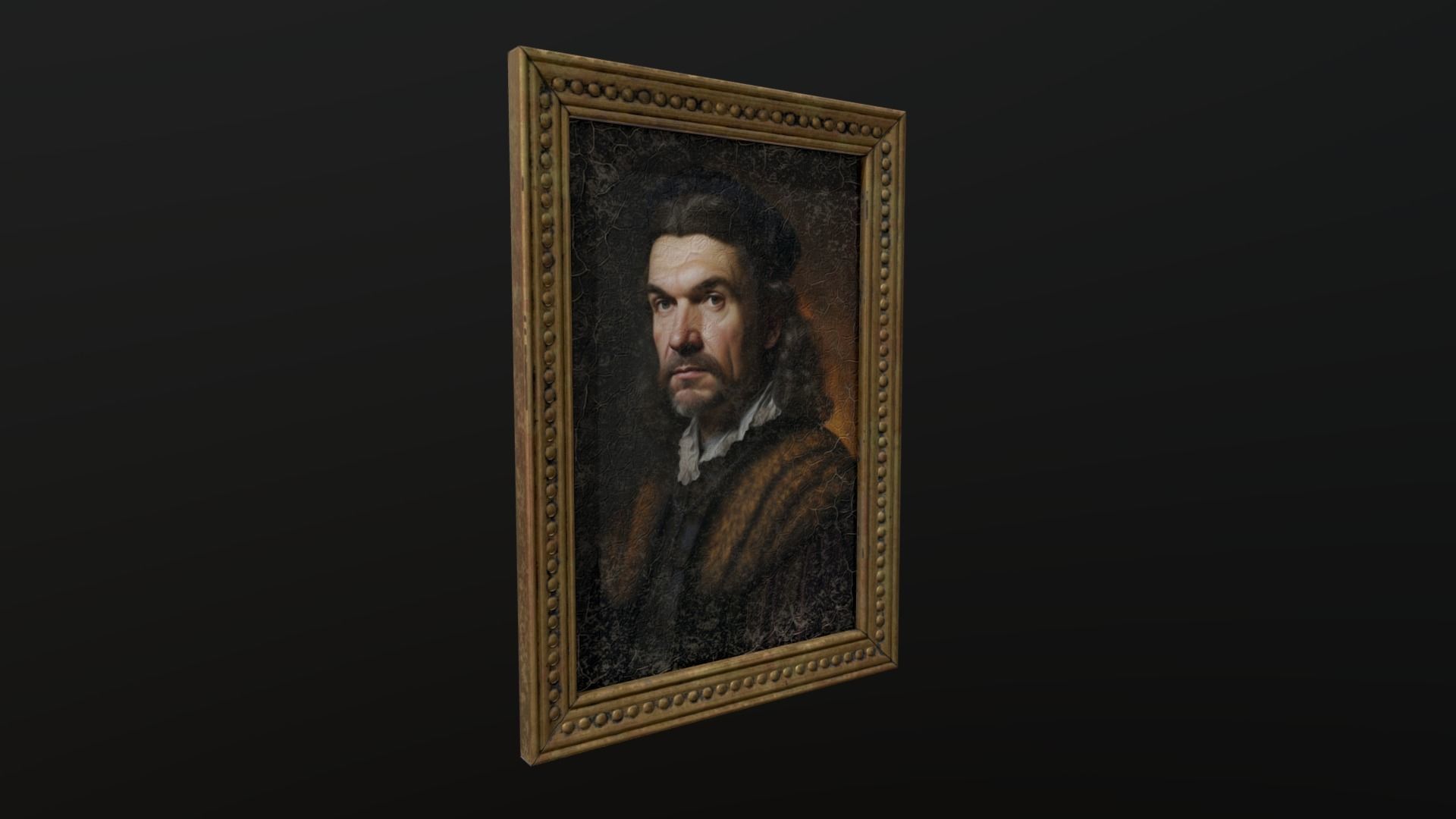 Old Portrait Painting of Man Low-poly 3D model_3