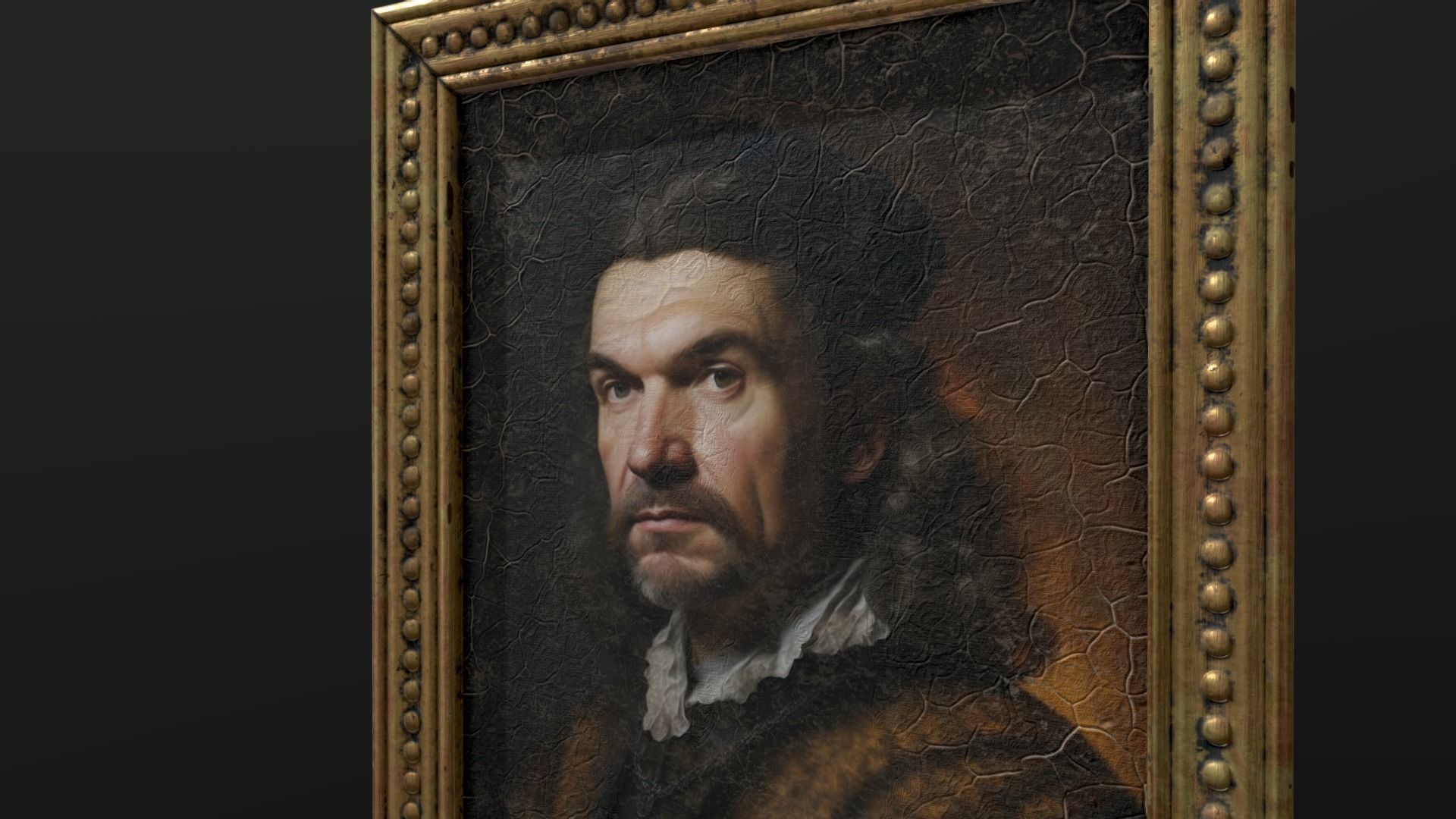 Old Portrait Painting of Man Low-poly 3D model_1