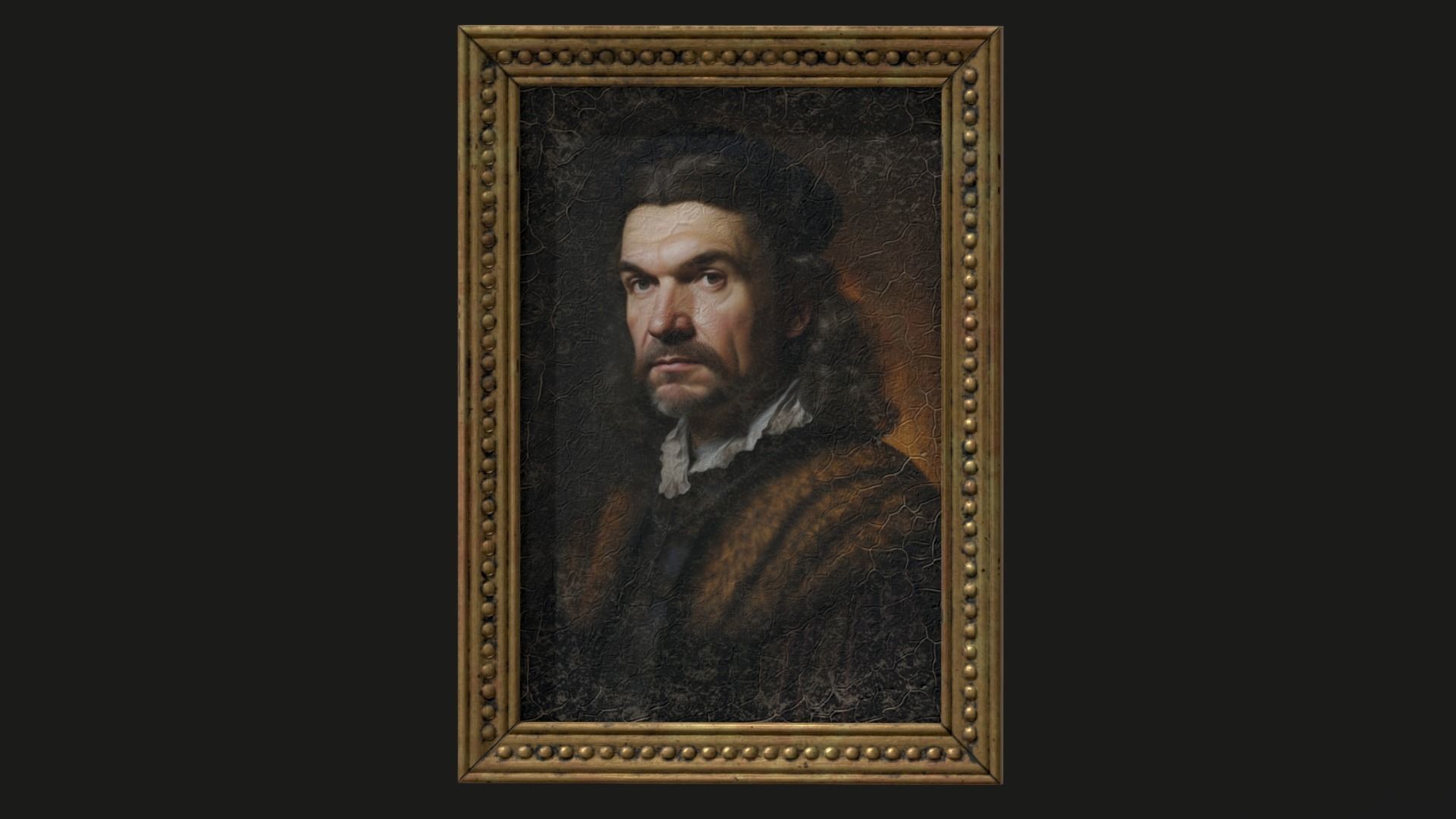 Old Portrait Painting of Man Low-poly 3D model_4