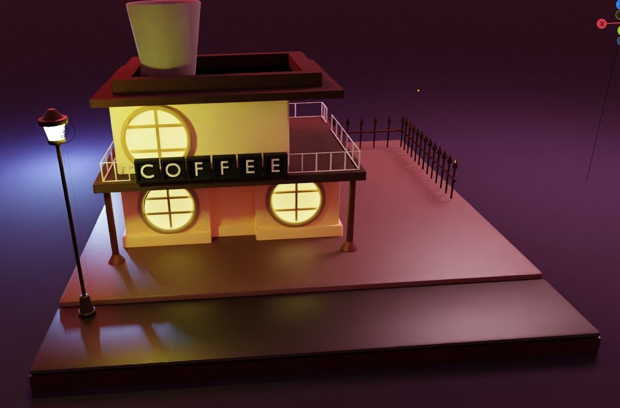 LITTLE 3D COFFEE SHOP MODEL 3D model_1